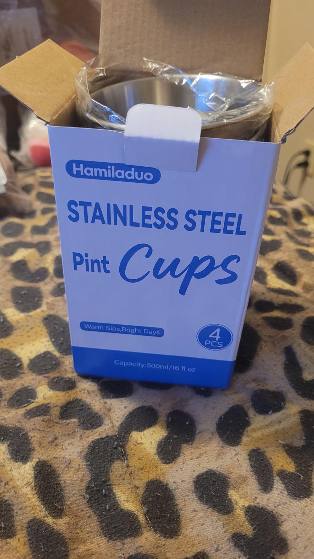 16 oz Stainless Steel Pint Cups, 4Pack Steel Cup,Pint Cup Tumbler,water Tumbler,Stackable,Reusable,BPA Free, (4) customer photo 1
