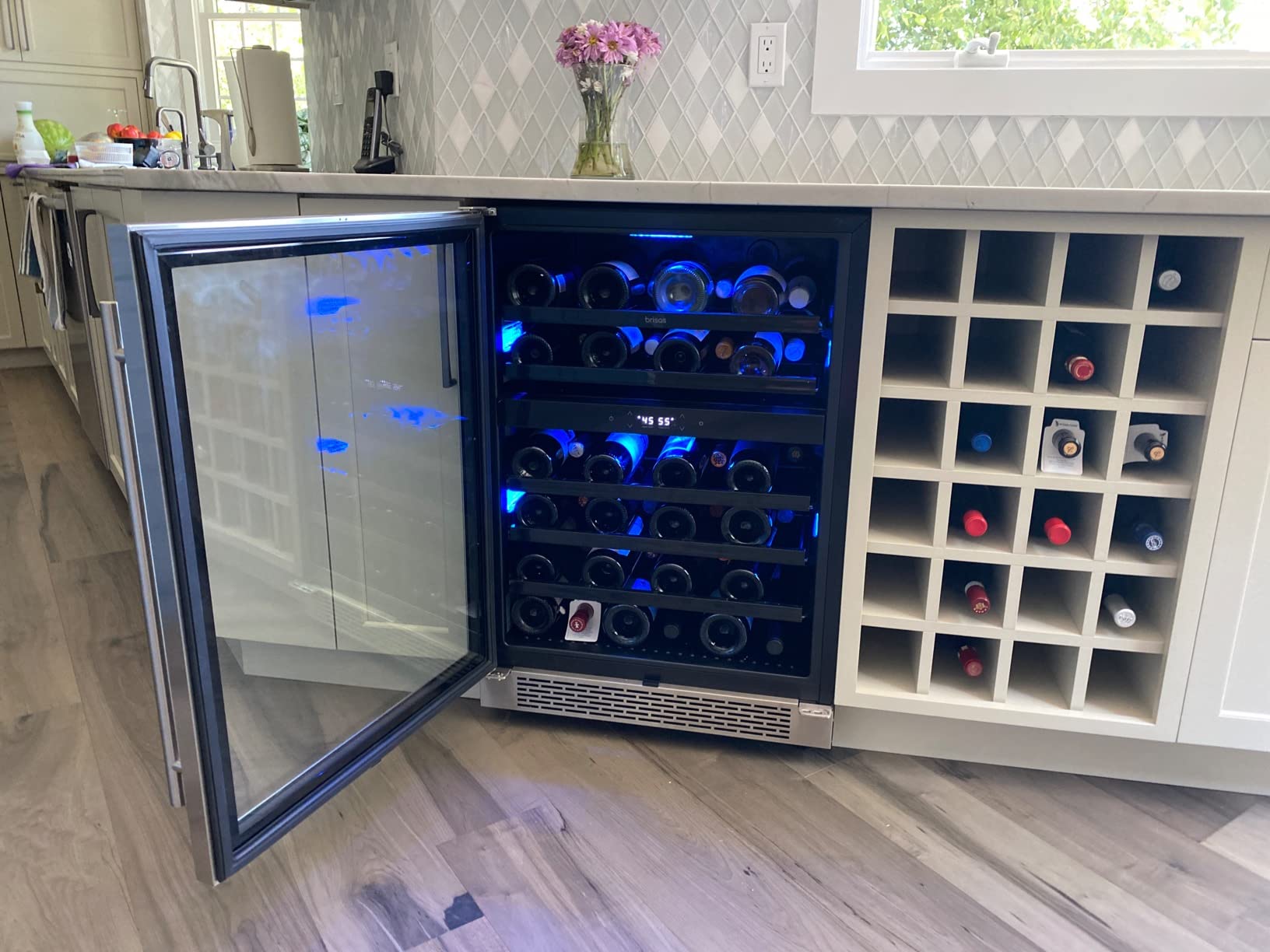 Zephyr Brisas 15 Inch Slim Wine Fridge Single Zone Under Counter - Narrow Mini Wine Cooler Small Cabinet Wine Refrigerator Home Bar Freestanding with Glass Door - 28 x 750ml Bottles customer photo 1