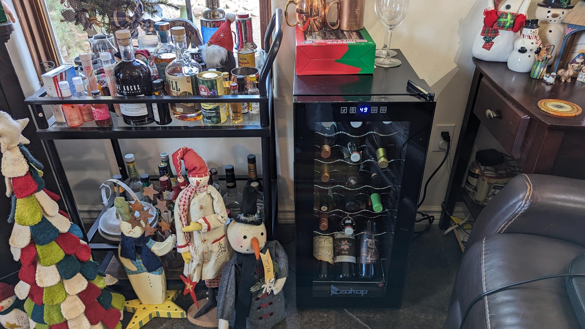 ROVSUN 33 Bottle Wine Fridge, Dual Zone Wine and Beverage Refrigerator with Independent Temp Control & LED Control Panel, Freestanding Wine Cooler Chiller for Red White Wine, Champagne, Beer customer photo 1