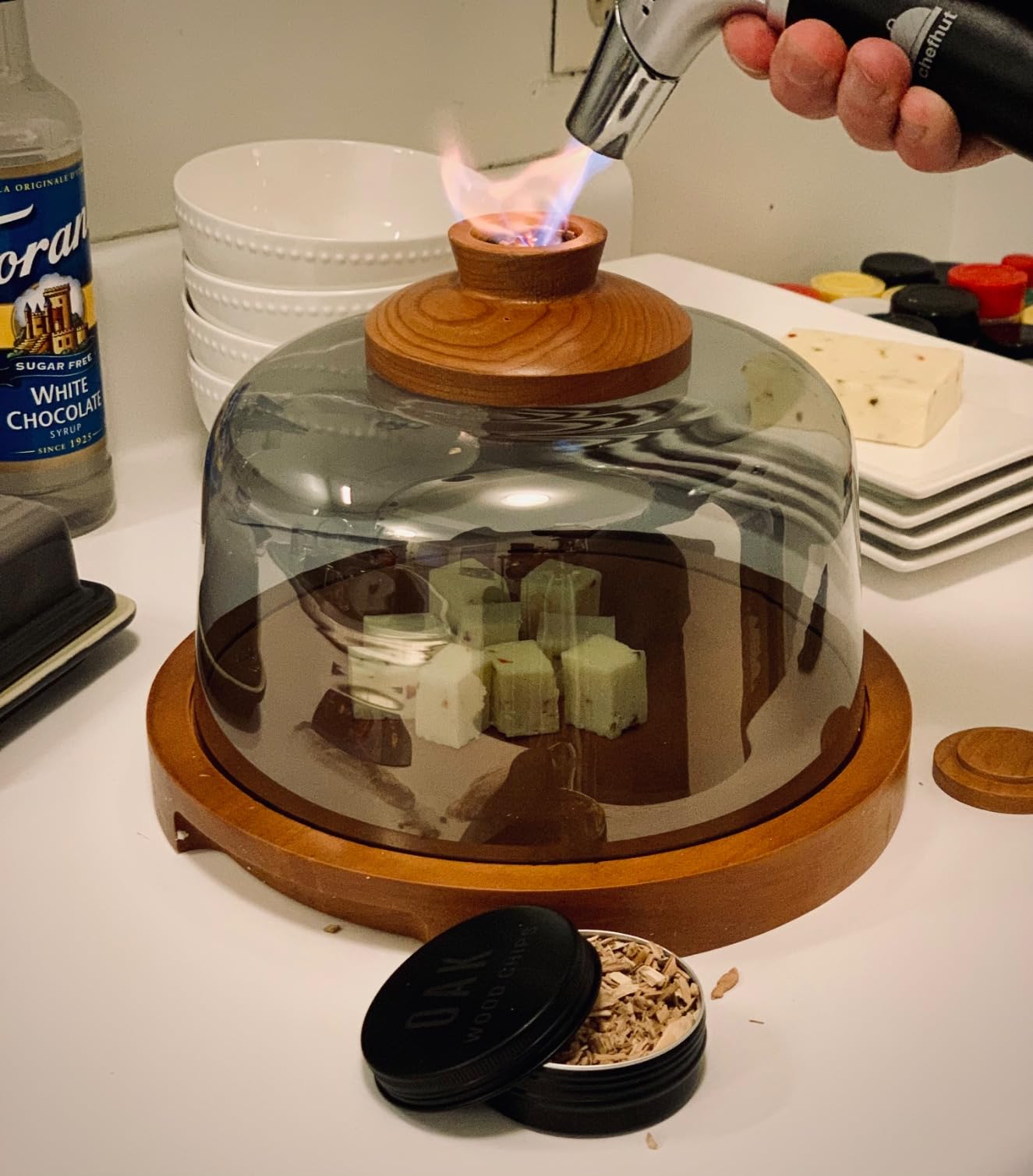 Cocktail Smoker Kit with Wooden Base and Glass Dome, Perfect for Infusing Smoky Flavors into Old Fashioned Cocktails, Whiskey, and Foods with Included Wood Chips customer photo 1