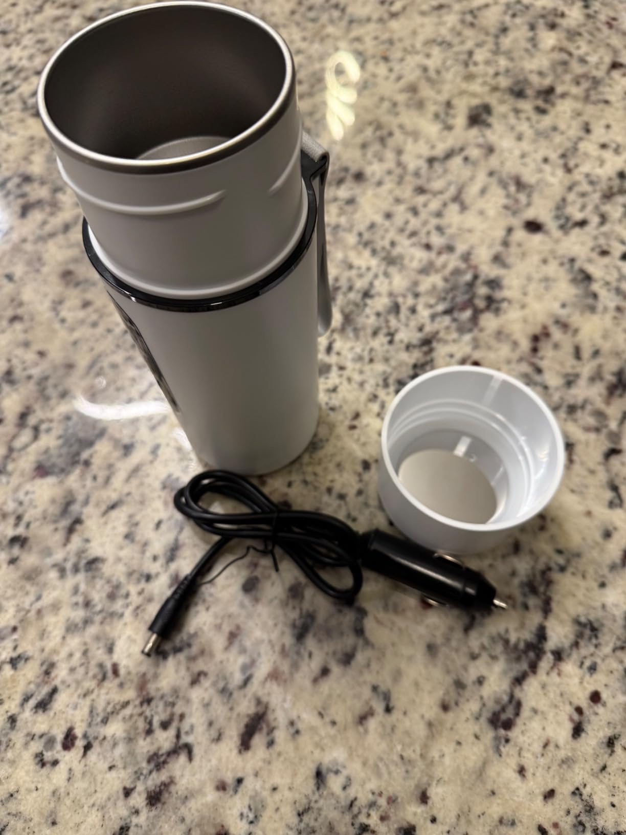 Car Kettle, Portable Electric Travel Kettle, 12V/24V Car Coffee Warmer,420ML Hot Water Heater with Built-in Magnetic Induction Stirring,Mini Hot Water Boiler for Tea Coffee Milk customer photo 2