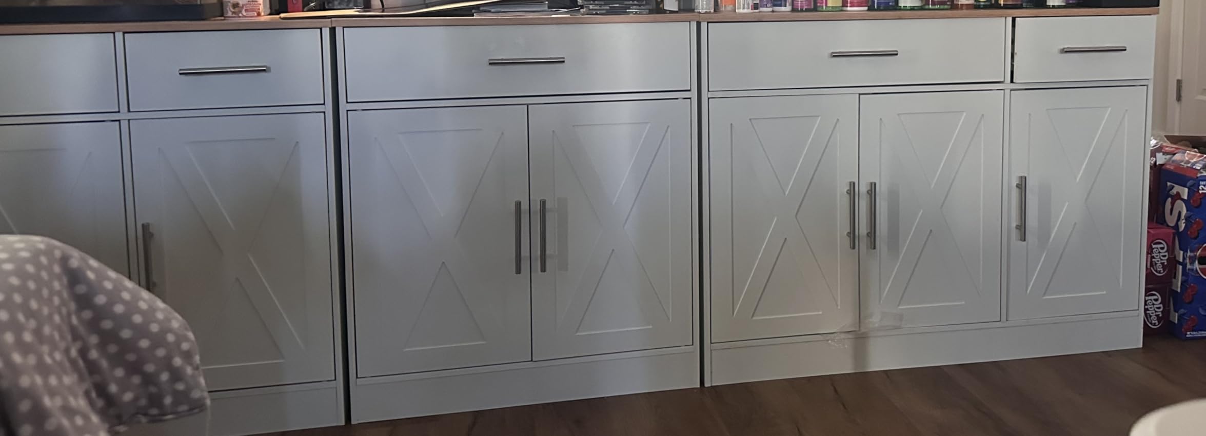 Shintenchi Farmhouse Storage Cabinets with Doors and Shelves,Kitchen Barn Door Storage Cabinet with Drawers,Coffee Bar Cabinet Buffest Sideboard for Dining Room,Bathroom,Entryway customer photo 2
