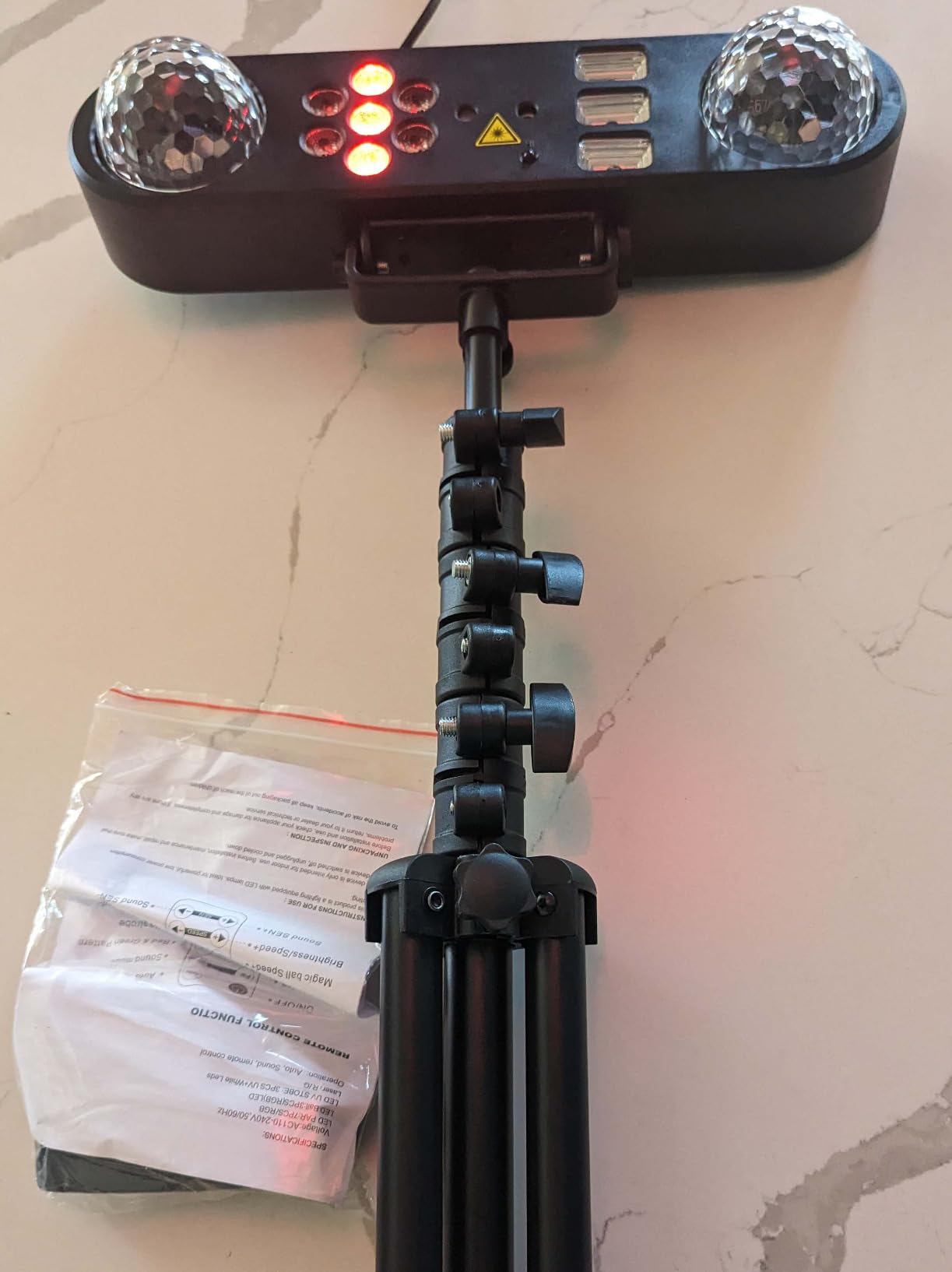 DJ Lights with Stand,5 in 1 Dj Lights for Parties Disco Ball Stage Party Light Set with Sound Activated Control, UV,Strobe, Dyeing, Led Par Light and Pattern Lighting for Bar Wedding Christmas-2PC customer photo 2