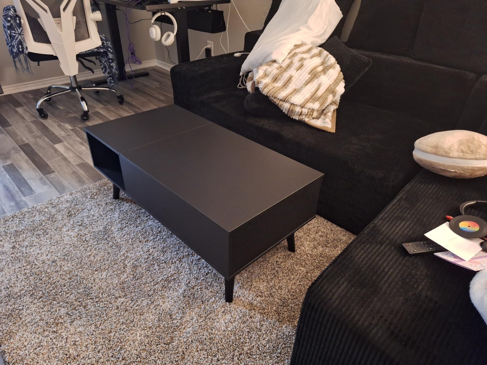 WLIVE Lift Top Coffee Table with Hidden Storage, Brown customer photo 1