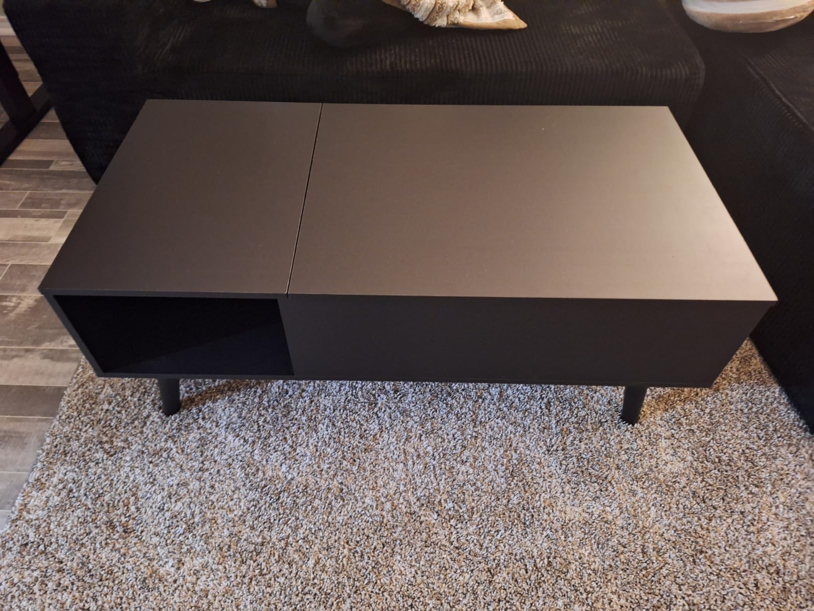 WLIVE Lift Top Coffee Table with Hidden Storage, Brown customer photo 2