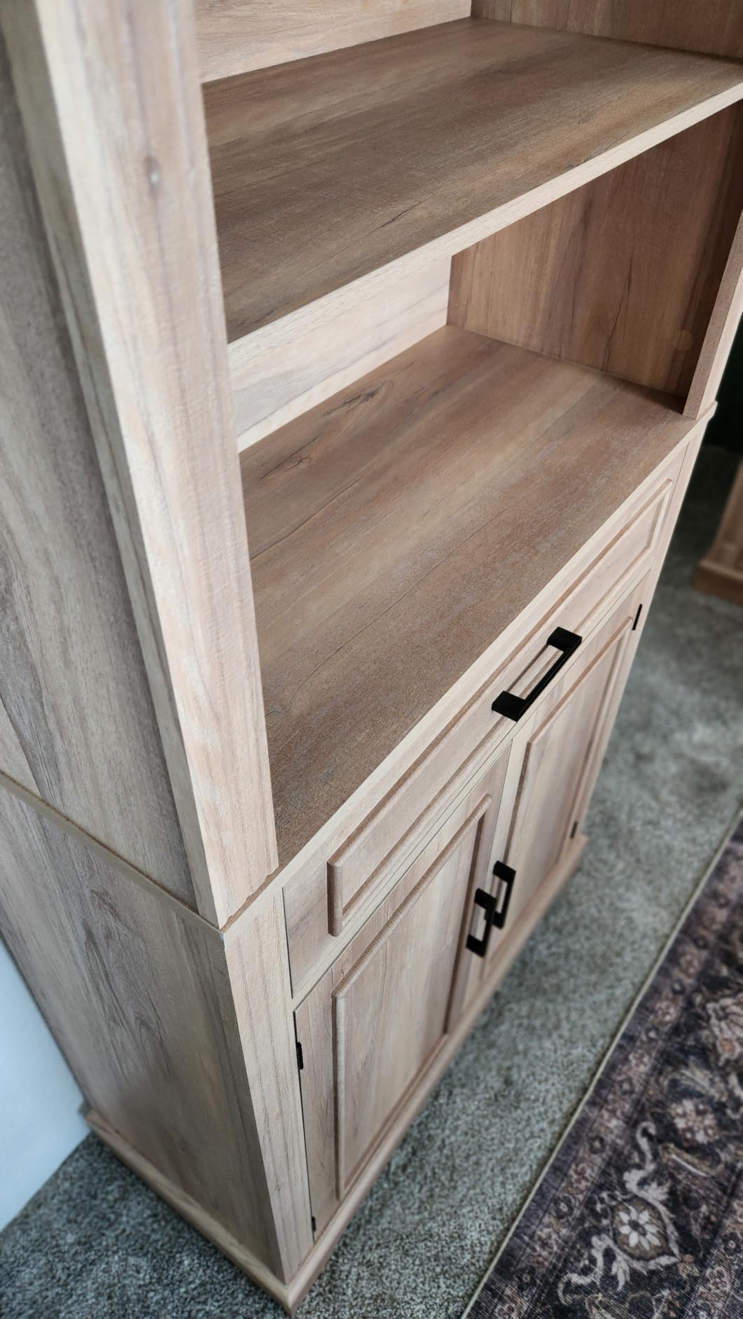 SEDETA Farmhouse Bookshelves and Bookcases with Doors, Drawer, White customer photo 2