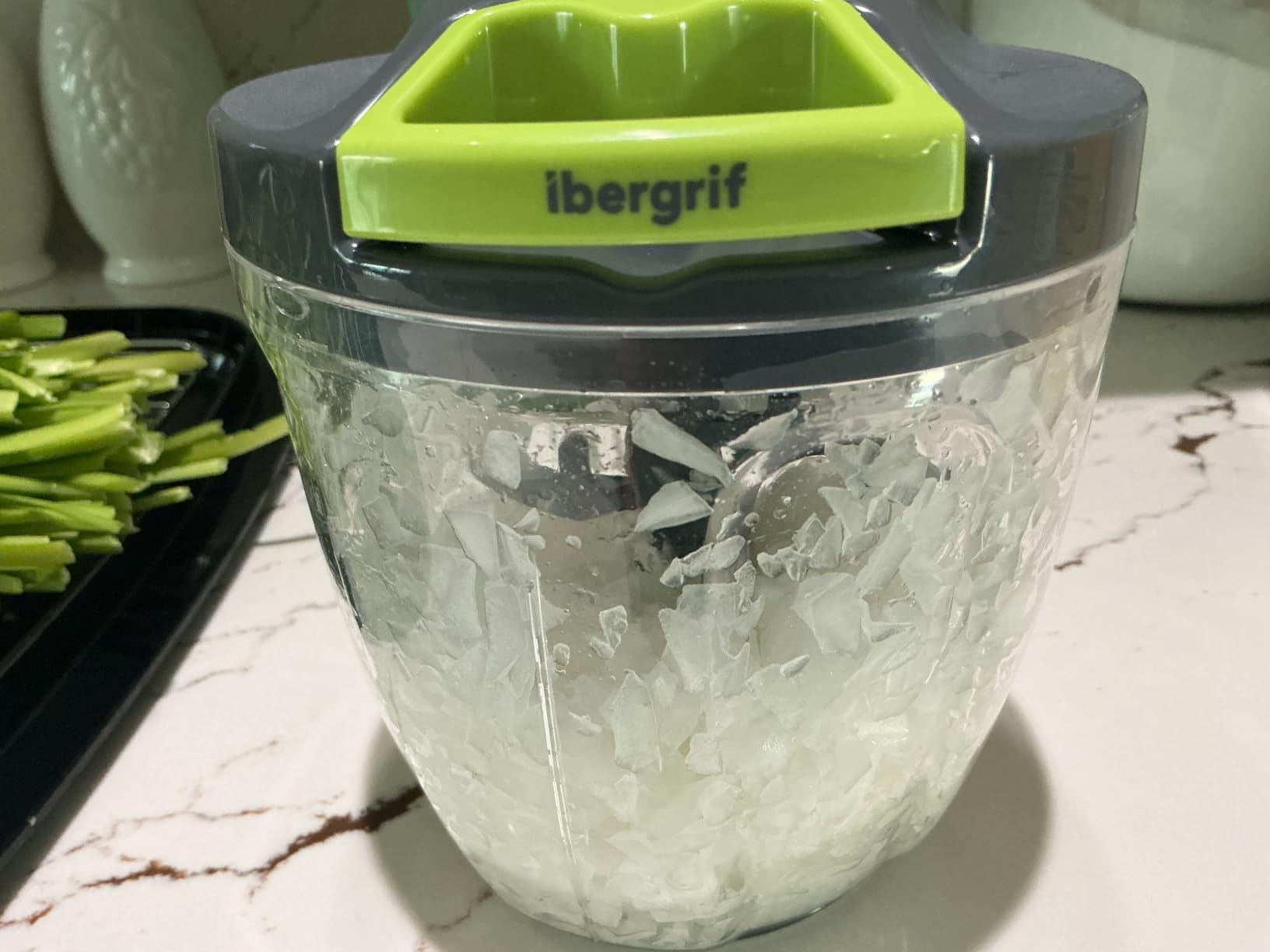 Ibergrif Manual Food Processor Vegetable Chopper, Portable Onion Chopper Garlic Mincer with Hand Pull String Cutter for for Veggies, Ginger, Fruits, Nuts, Herbs, 500ml, for Kitchen, Camping, RV, M501 customer photo 2