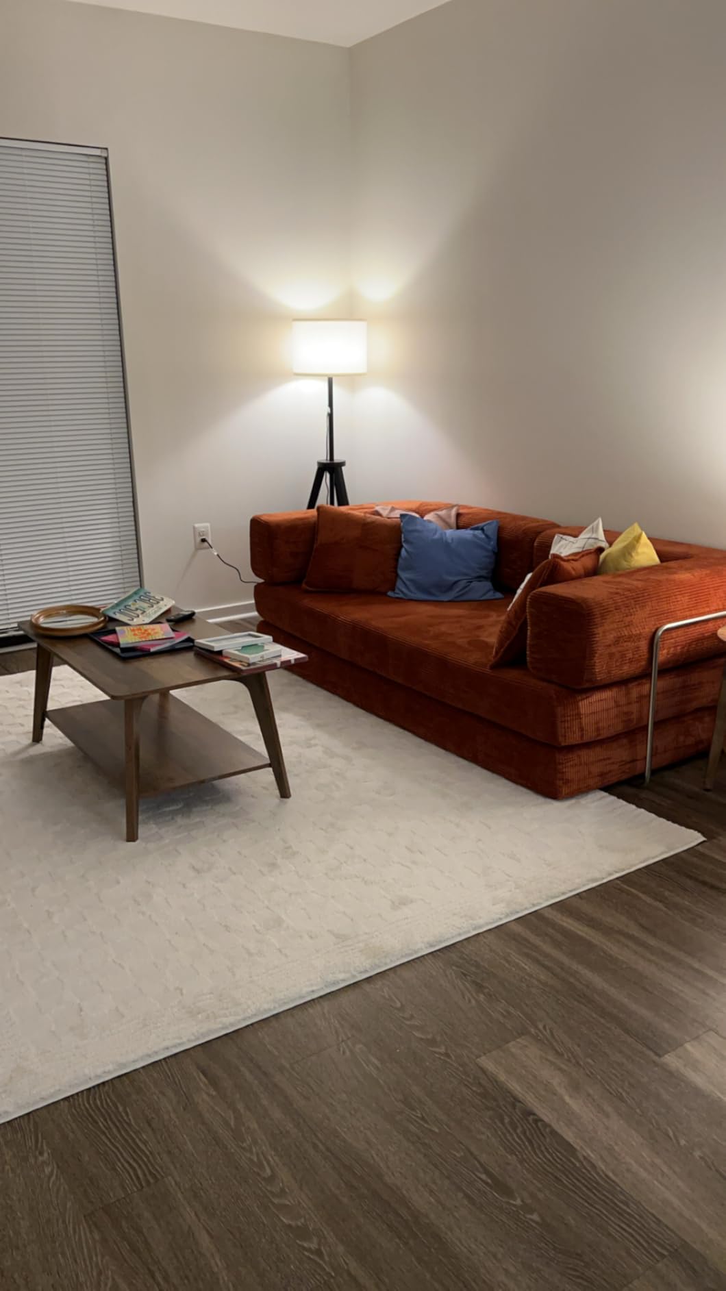 VASAGLE Coffee Table, 2-Tier Center Table with Storage, Tapered Legs, Curved Transitions, Easy to Assemble, for Living Room, 21.7 x 39.4 x 17.7 Inches, Honey Brown, MAEZO Collection ULCT249K01 customer photo 2