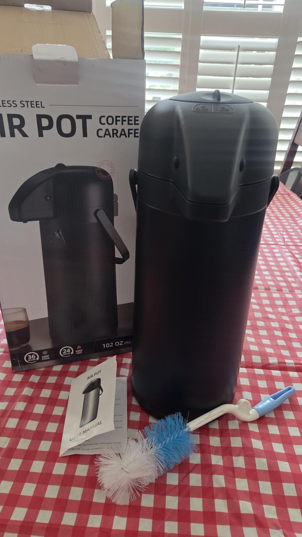 Coffee Carafe for Keeping Hot, 102OZ / 3L Airpot Coffee Dispenser with Pump customer photo 2