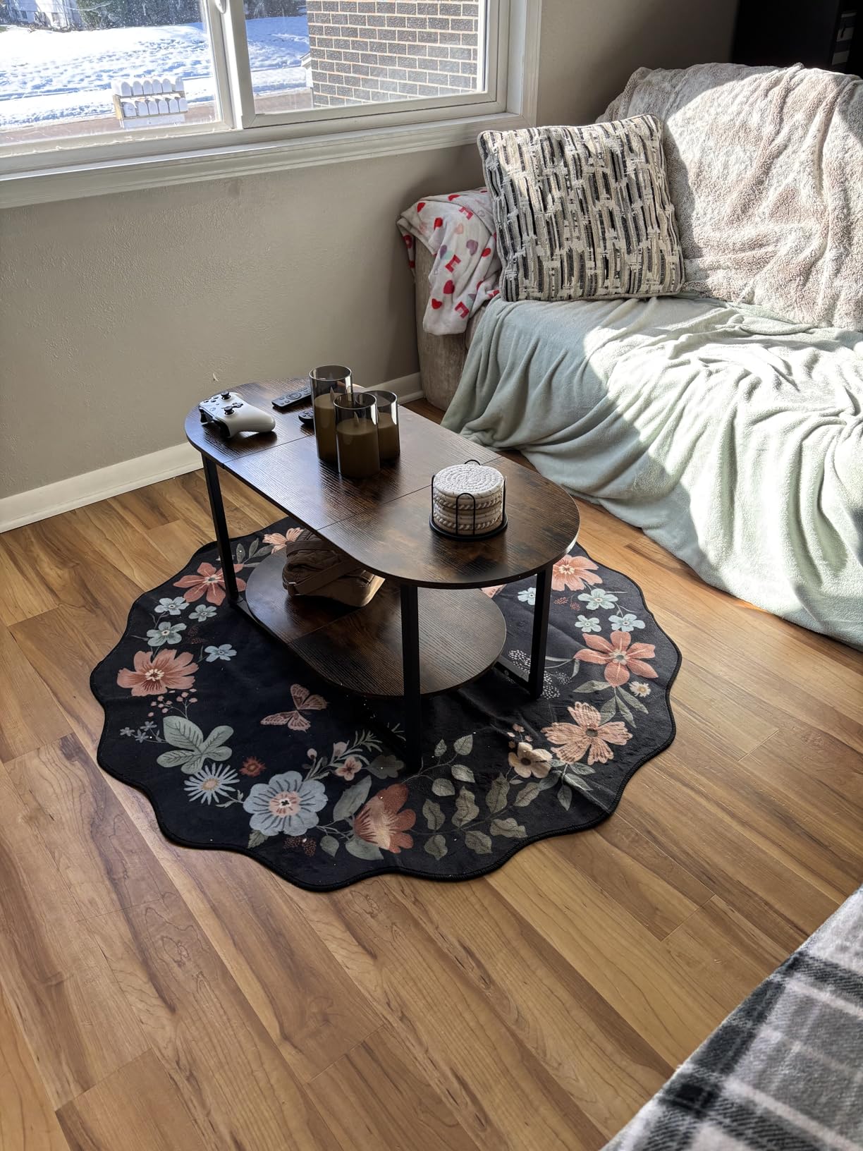 HOOBRO Coffee Table for Living Room, Oval Small Coffee Table with 2-Tier Open Storage Shelf, Industrial Cocktail Tea Table, Wooden Desktop Center Table, Farmhouse, Home Office, Rustic Brown BF09KF01 customer photo 2