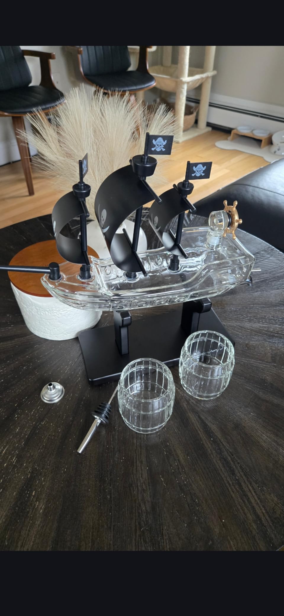 Kollea Pirate Ship Whiskey Decanter Gift Set with 2 Glasses - Handcrafted 36.5 oz Liquor Dispenser with Tap, 2 Barrel Glasses, Unique Sailor & Captain Gifts for Men customer photo 1