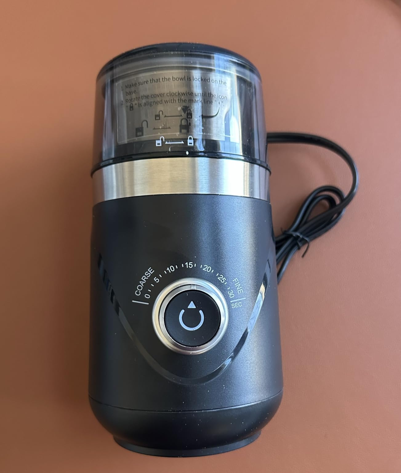 SHARDOR Electric Super Silent Blade Coffee Grinder, Timed Grind Control Rotary Knob, Adjustable Coarse to Fine for Coffee Beans, Spices & Herbs, with 1 Removable Stainless Steel Bowl, Black customer photo 1