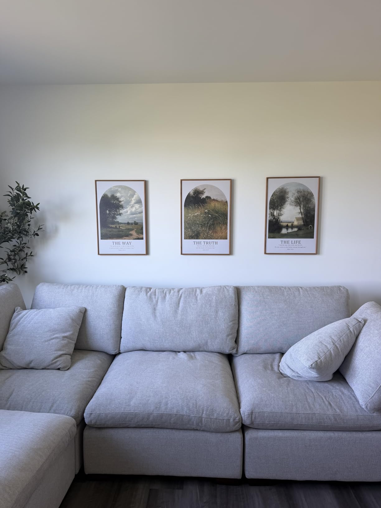 FWIEXA Modern Abstract Wall Art Set of 3, Black White Framed Paintings for Living Room, Neutral Beige Pictures Wall Decor, 16x24 Inch Minimalist Prints for Bedroom, Bathroom, Hallway, Office customer photo 2