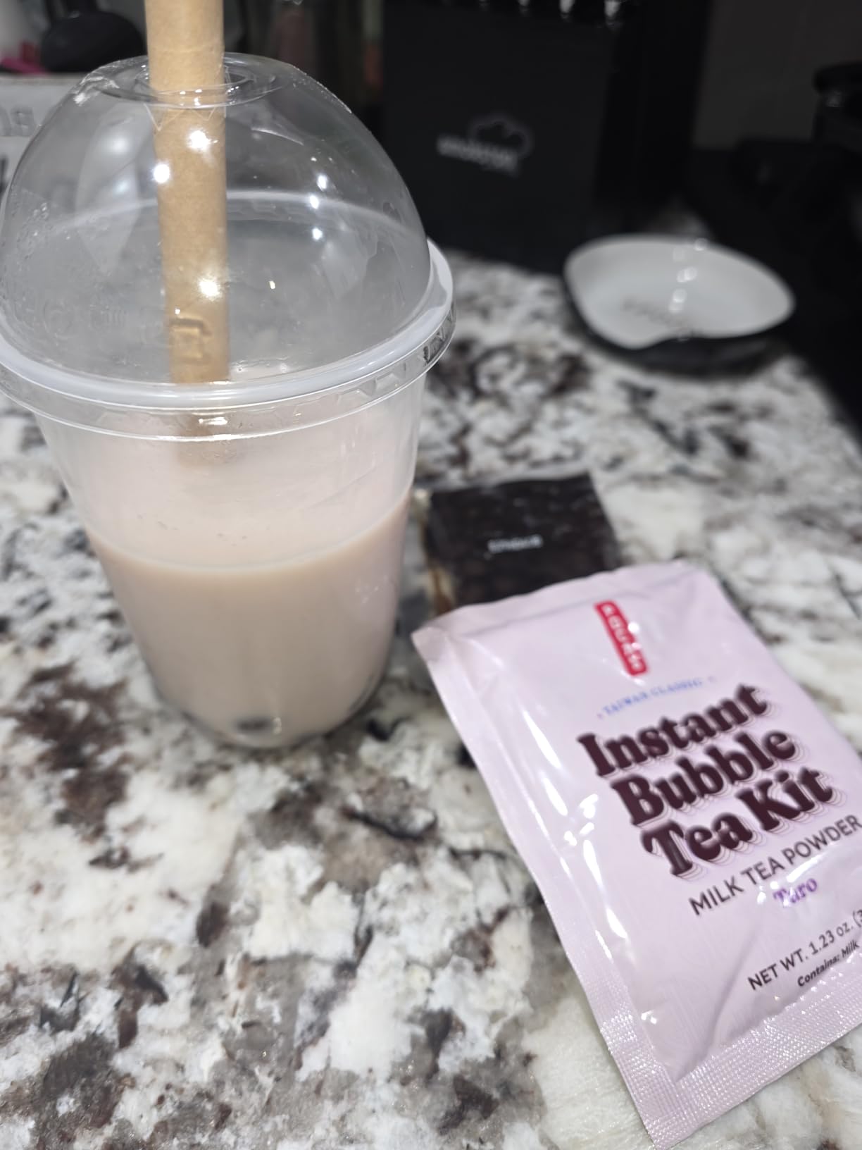 Pocas Bubble Tea Kit, Variety 6-Pack Party Set – Strawberry, Taro, and Brown Sugar with Tapioca Pearls, Milk Powder, Cups, Paper Straws, 17.9 Oz customer photo 2