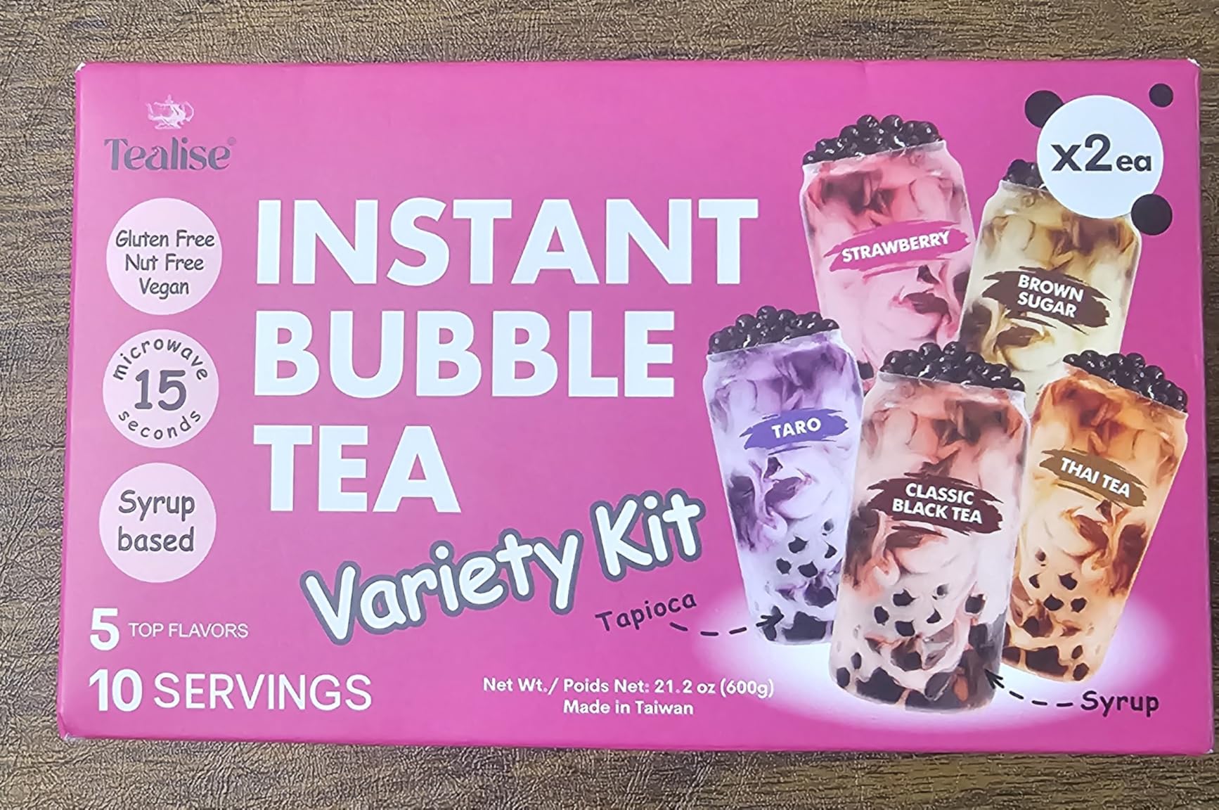 Tealise Instant Bubble Tea Kit (10 Servings) 5 Flavors Variety Pack, Ready in 30 Seconds, No Boiling, Syrup-Based Boba Kit with Chewy Tapioca Pearls, DIY Milk Tea at Home customer photo 1