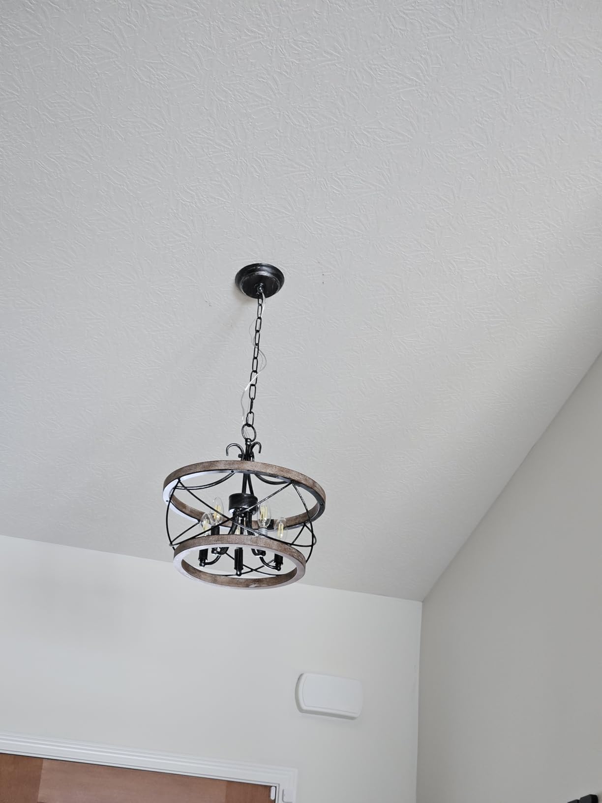 Farmhouse Wood Chandelier Light Fixture, 16 Inch Dining Room Light Fixture customer photo 1