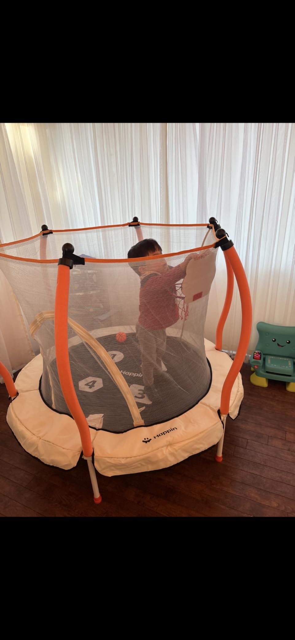 Happin® 55’’ Trampoline for Kids with Safety Enclosure, Indoor & Outdoor Toddler Trampoline, Ultra Safe Design with Multi Activity Accessories, Perfect Toddler Gift for Boys & Girls Ages 1–8 customer photo 1
