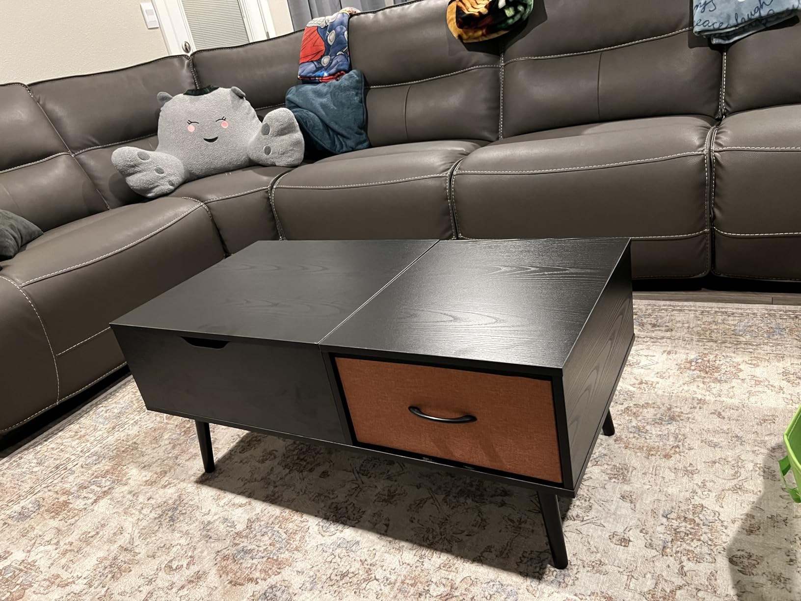 Yaheetech Coffee Table with Storage,39.5'' Lift Top Coffee Table,Hidden Storage Compartment,Foldable Drawer,Lift Tabletop Dining Center Table for Home Living Room Office,Rustic Brown customer photo 2