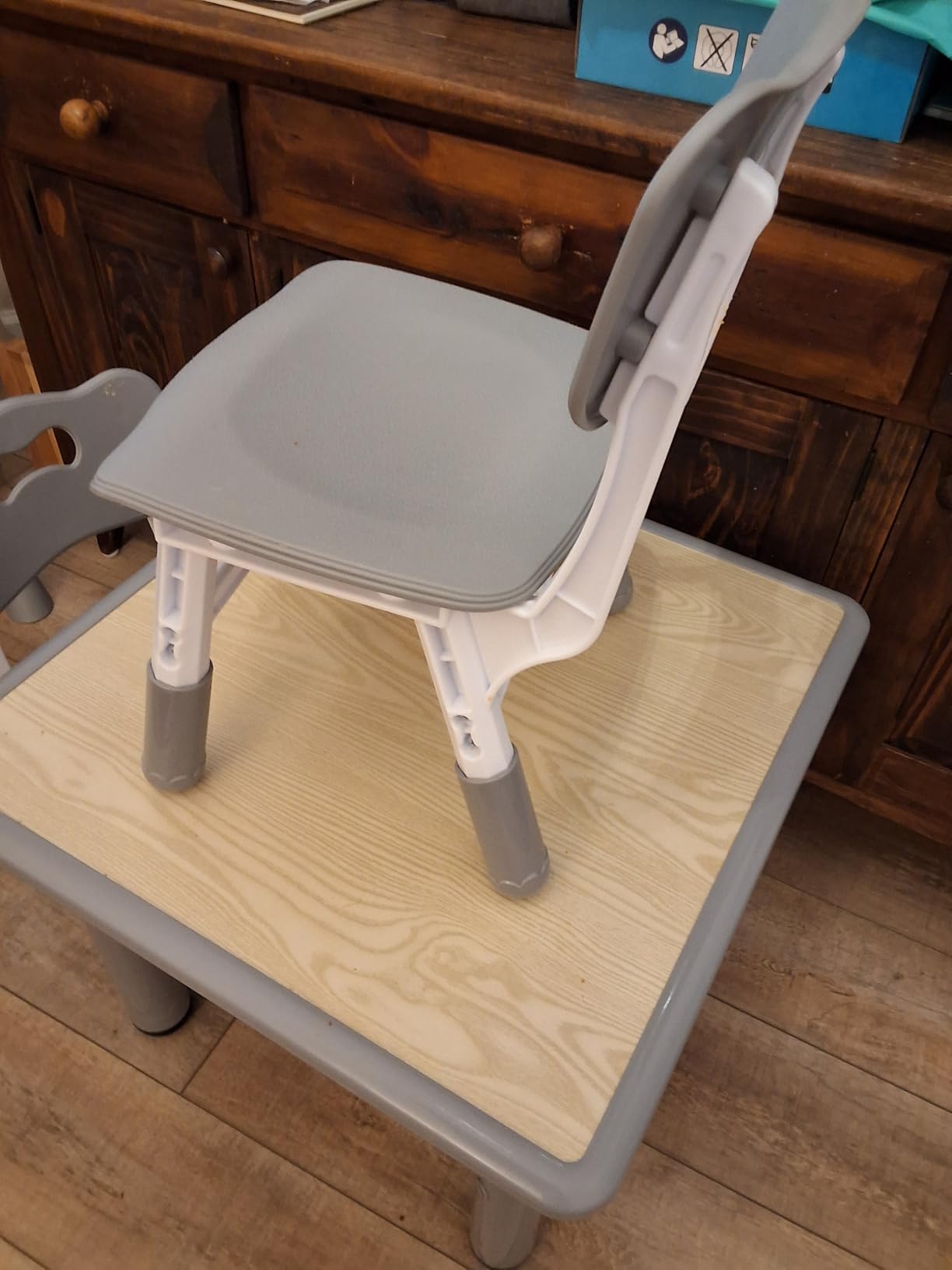 Pterying Toddler Table and Chair Set, Graffiti Tabletop, 2 Chairs, Grey customer photo 1