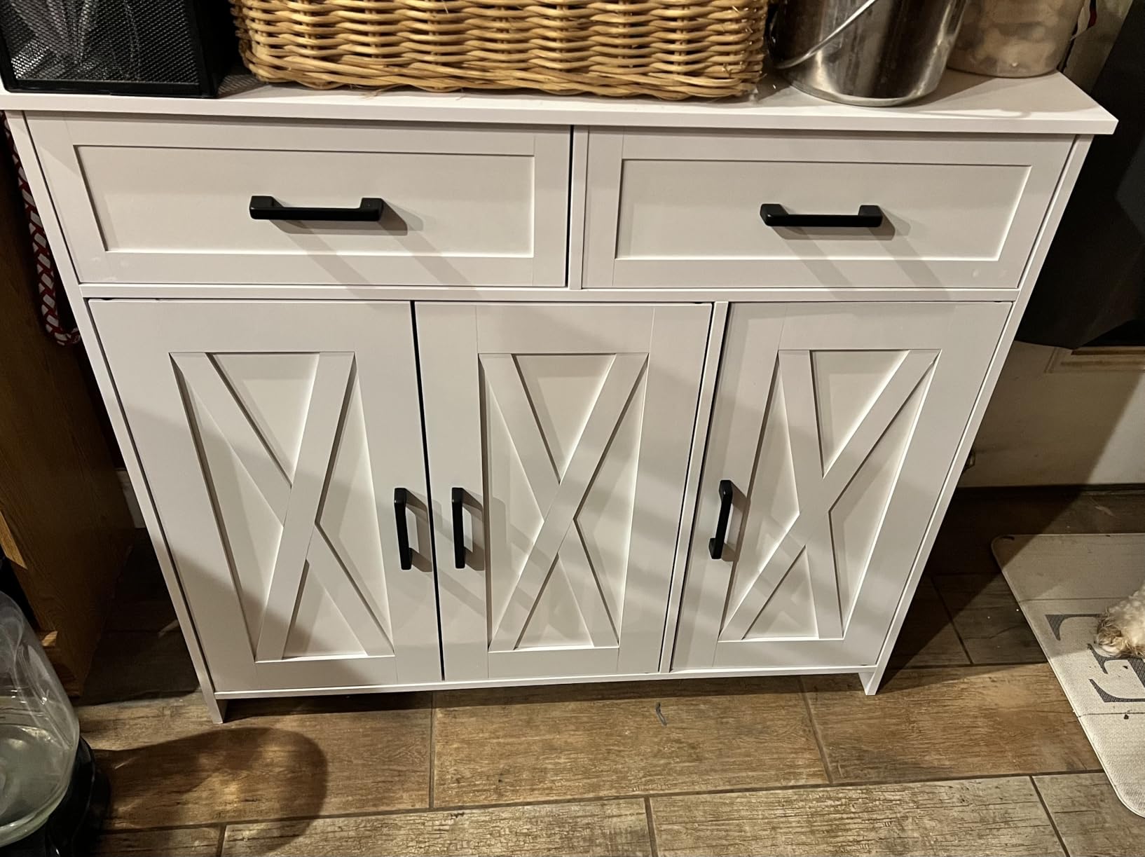 Homhedy Coffee Bar Storage Cabinet with Drawers, Kitchen Buffet Cabinet customer photo 2