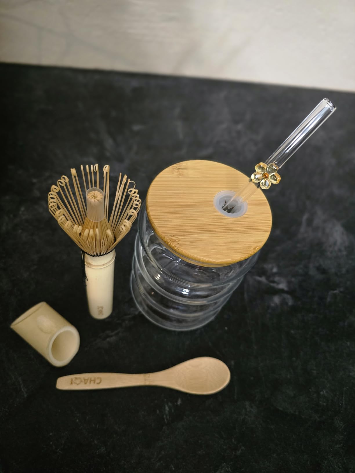 Matcha Latte Making Set with Long Handle Matcha Whisk&Wave Glass Cup customer photo 2