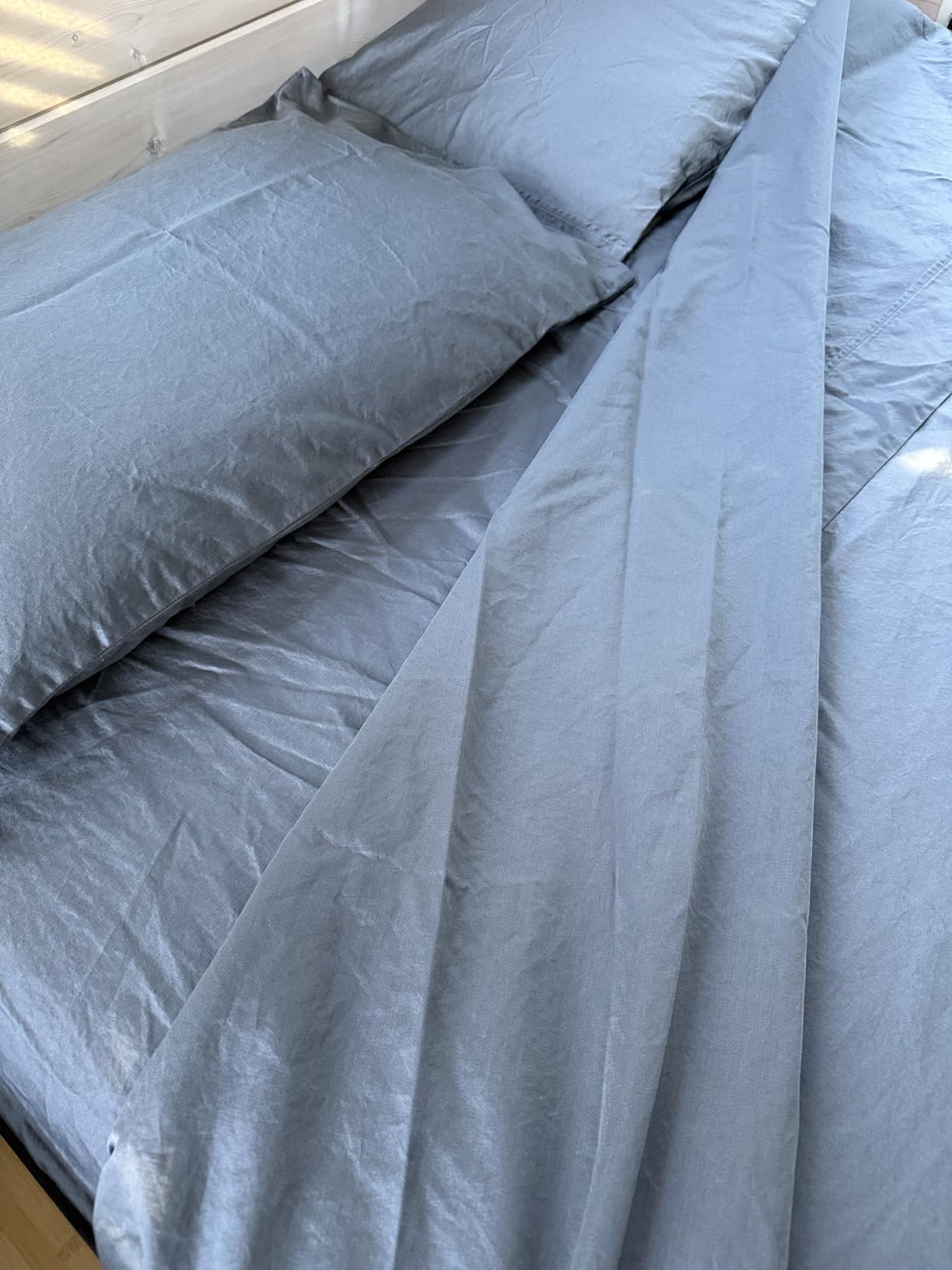 600TC 100% Long-Staple Cotton Queen Sheets - Silky Sateen Weave, White customer photo 2