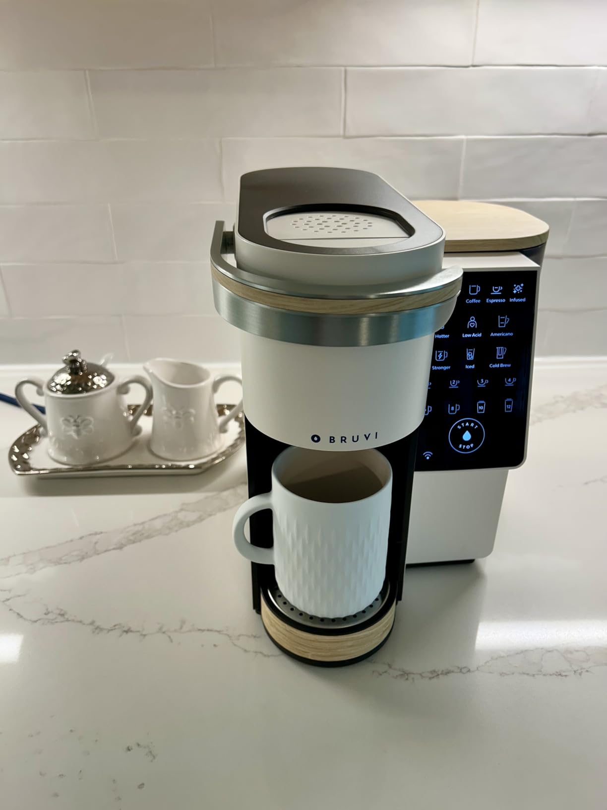 BRUVI Single-Serve Coffee Maker Bundle | Brews Coffee, Espresso, Cold Brew, Matcha Green Tea & More | Includes Brewer + 20 Dark Roast Pods | Touchscreen, WiFi, 70 oz Tank | Black customer photo 2