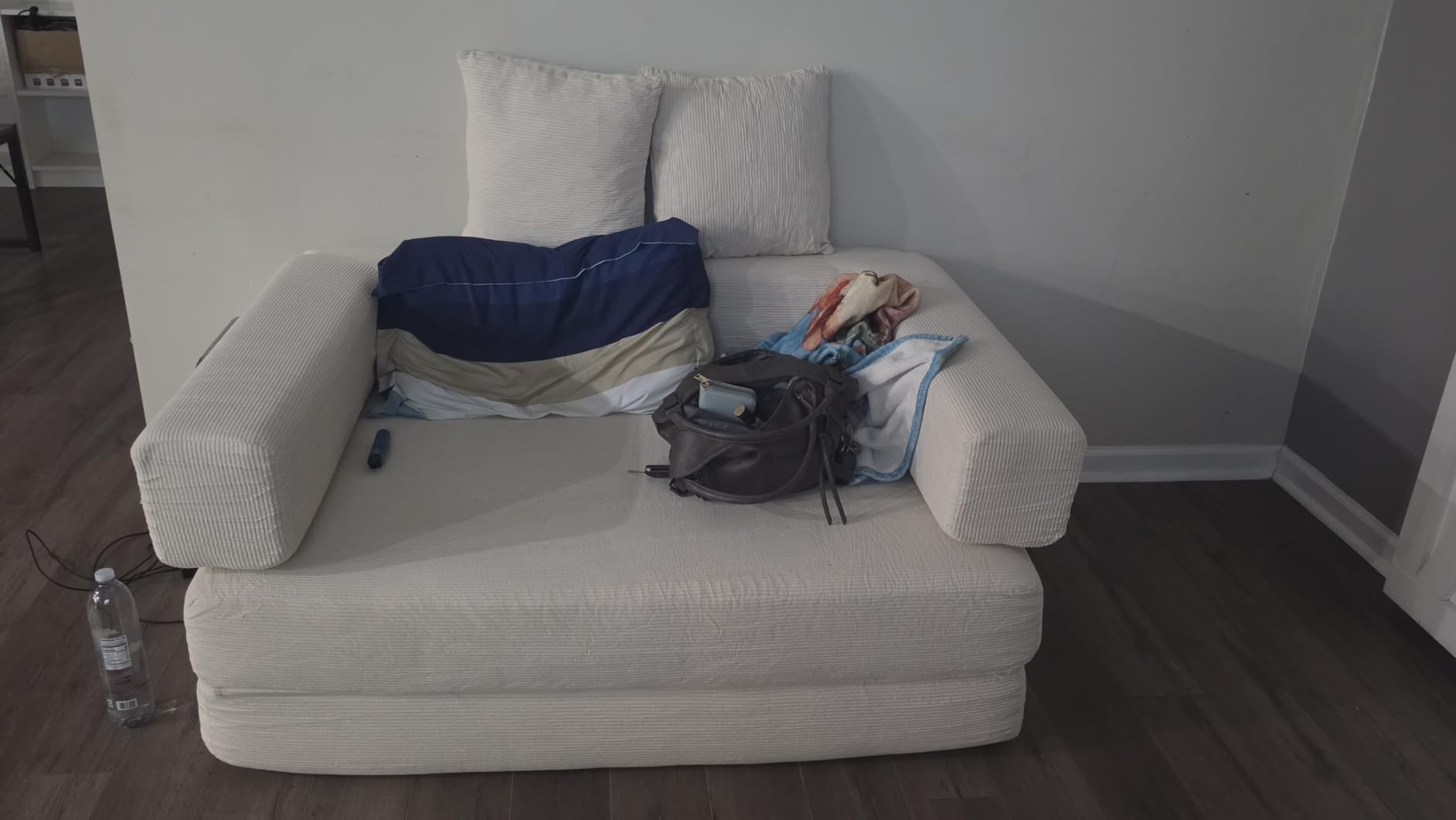 59.0 Inch Convertible Sofa Bed, 4-in-1Futon Sofas Bed Pull Out Sleeper Couch, Modern Deep Seat Sofa for Living Room, Corduroy Boneless Couches for Bedroom, Apartment, No Assembly Beige, 2 Seat customer photo 1