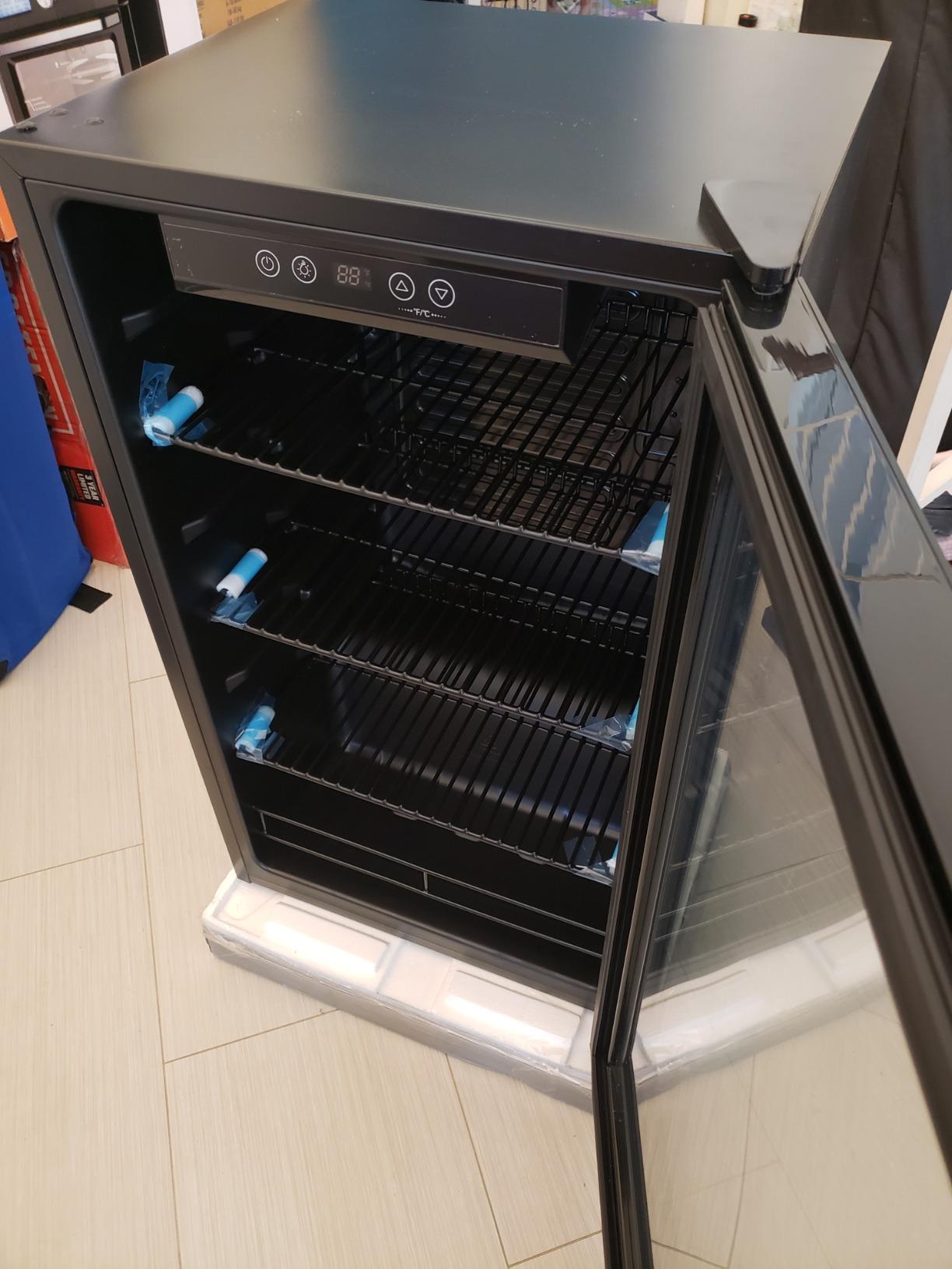 EUHOMY 130 Can Mini Fridge, Beverage Refrigerator with Glass Door, Silver | 3.2 Cu.ft Capacity, 37°F to 61°F, Compressor Cooling, Digital Temperature Control, Removable Shelves, Home Bar Office Use customer photo 2