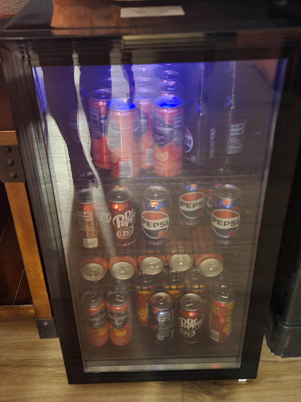 18L Beverage Refrigerator Cooler, 24-Can Mini Fridge with Glass Door customer photo 1