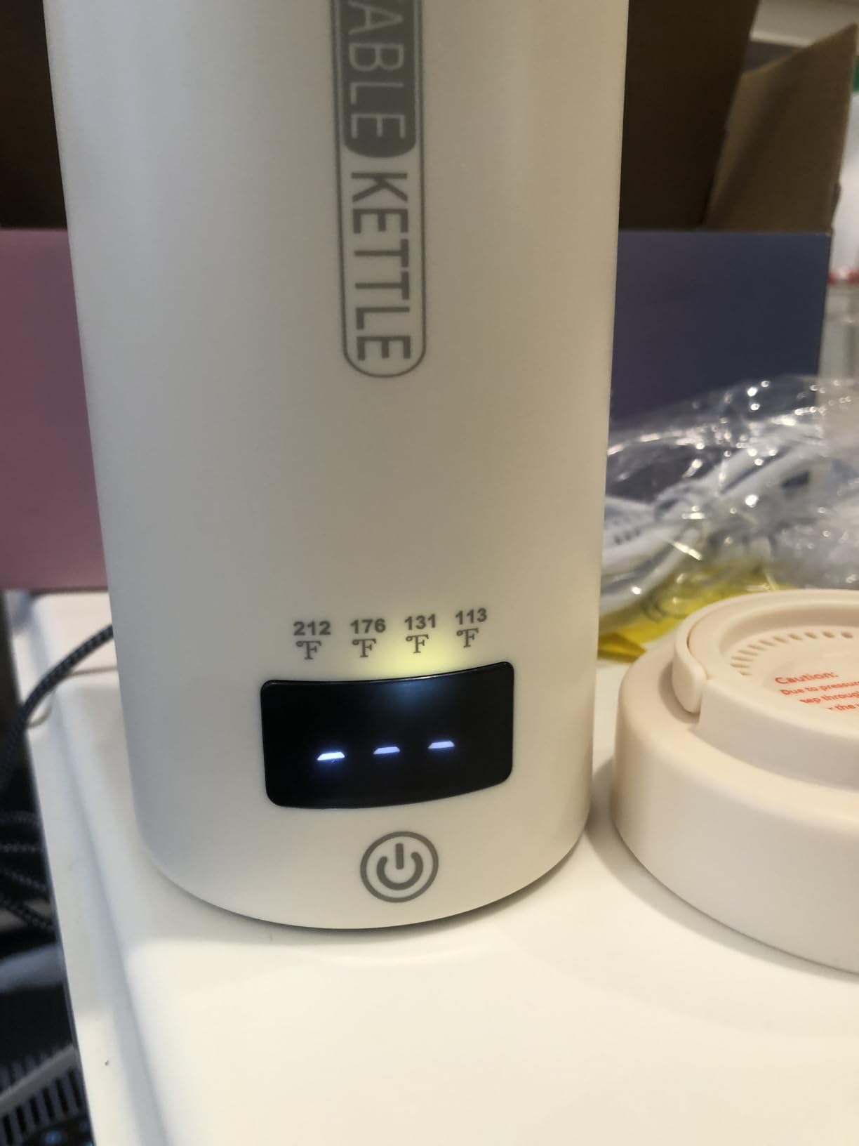 Car Electric Kettle 12V/24V Dual Voltage, Portable Travel Electric Kettle for Road Trips, Mini Small Water Boiler with 4 Temp Control, 316 Stainless Steel,16oz(Beige) customer photo 1