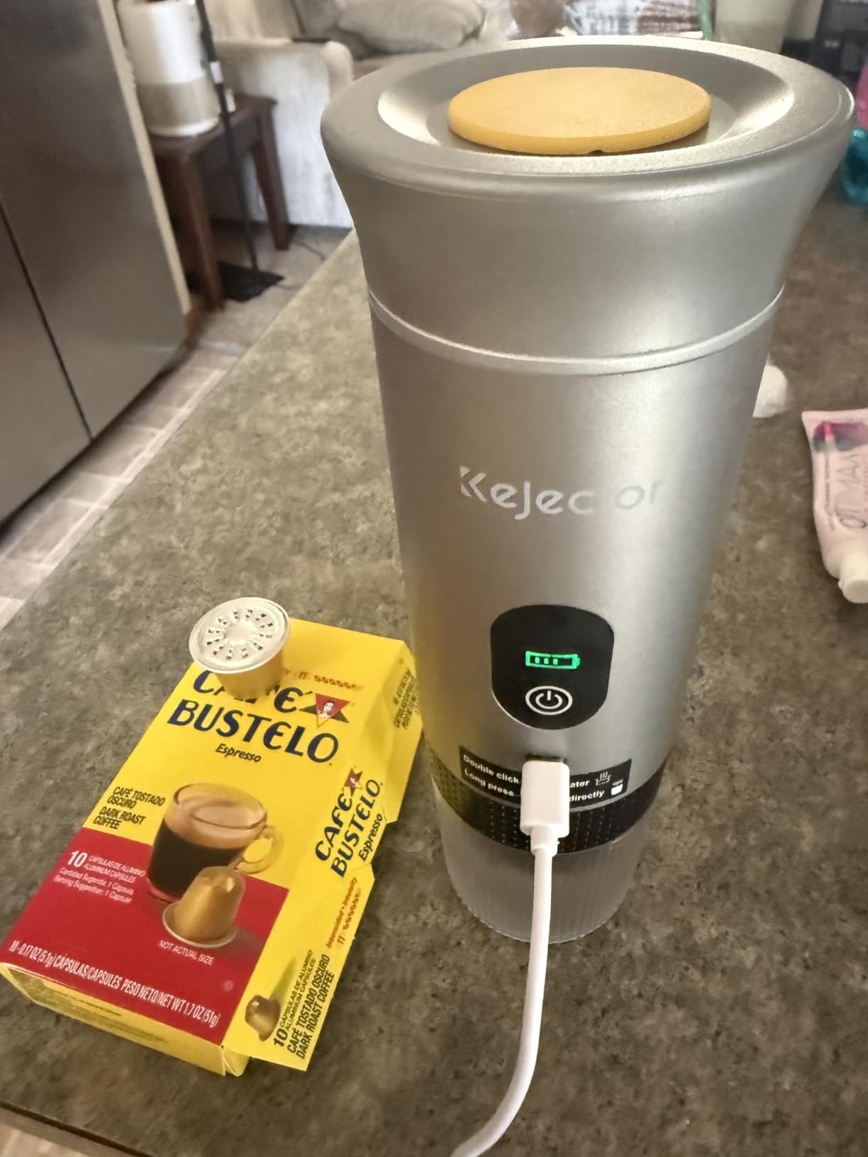 kejector Portable Coffee Maker Espresso Machine for Travel Nano Car Coffee Maker Compatible with Ground Coffee & Capsule for RV, Hiking Camping Office, Travel Espresso Maker Electric Coffee Machine customer photo 1