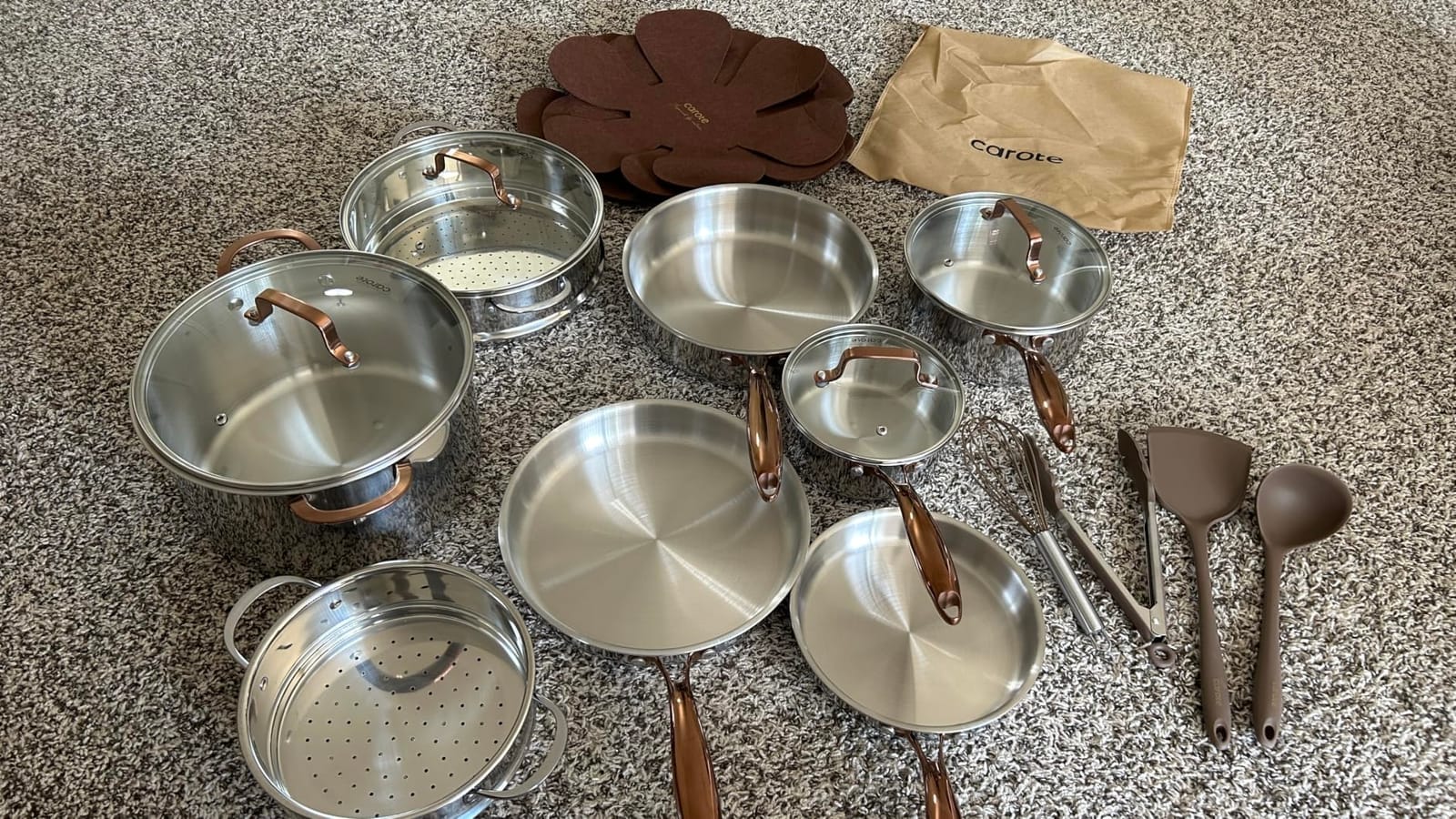 CAROTE 30 PCS Tri-Ply Stainless Steel Cookware Set, Pots and Pans Set, Non Toxic Induction Kitchen Cooking Sets, Cookware Collection, Silver customer photo 1