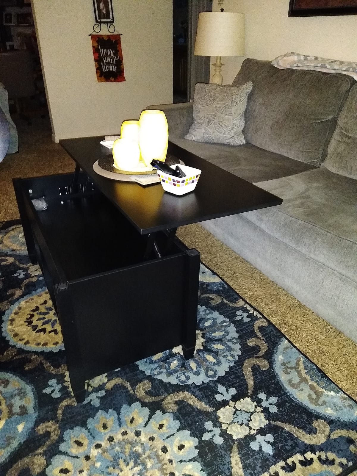 Bonnlo Lift Top Coffee Table, Wood Coffee Table with Lifting Tabletop, Hidden Storage, 3 Open Shelves, 39