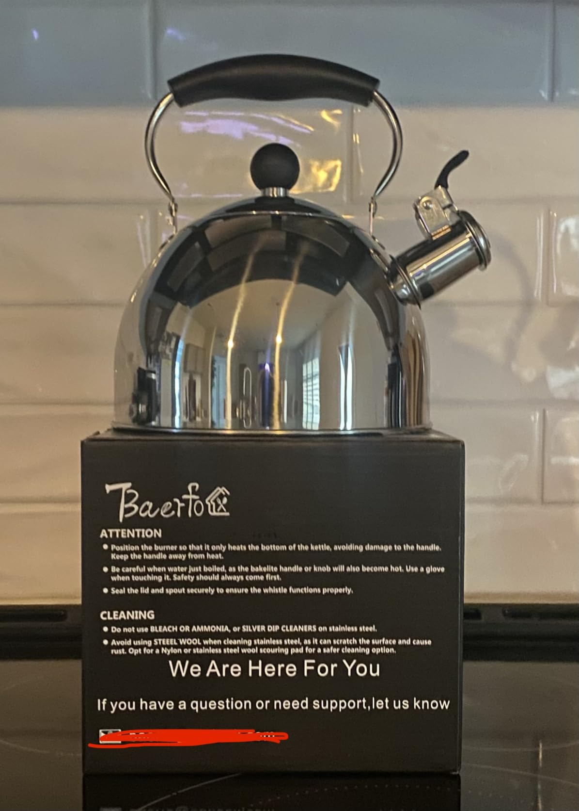 2 Qt Whistling Tea Kettle, Stainless Steel Stovetop Kettle, Silver customer photo 1