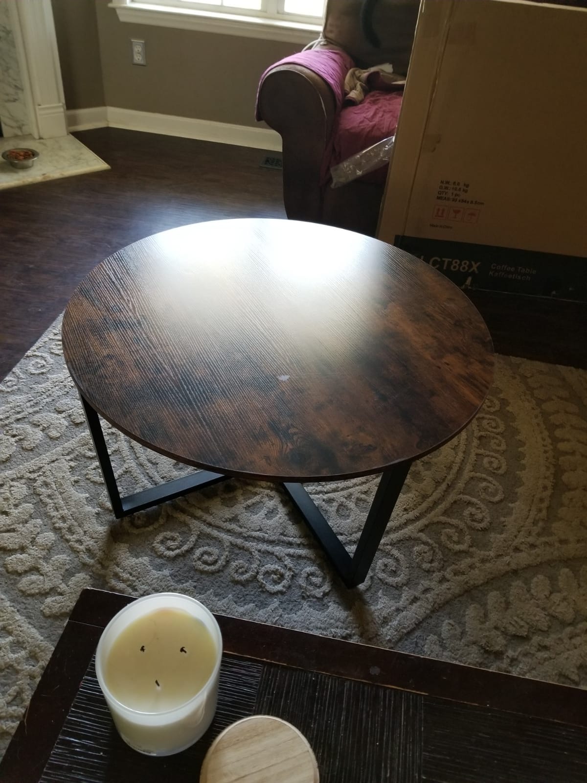 VASAGLE 2-Tier Round Coffee Table with Storage, Solid Wood Legs customer photo 2