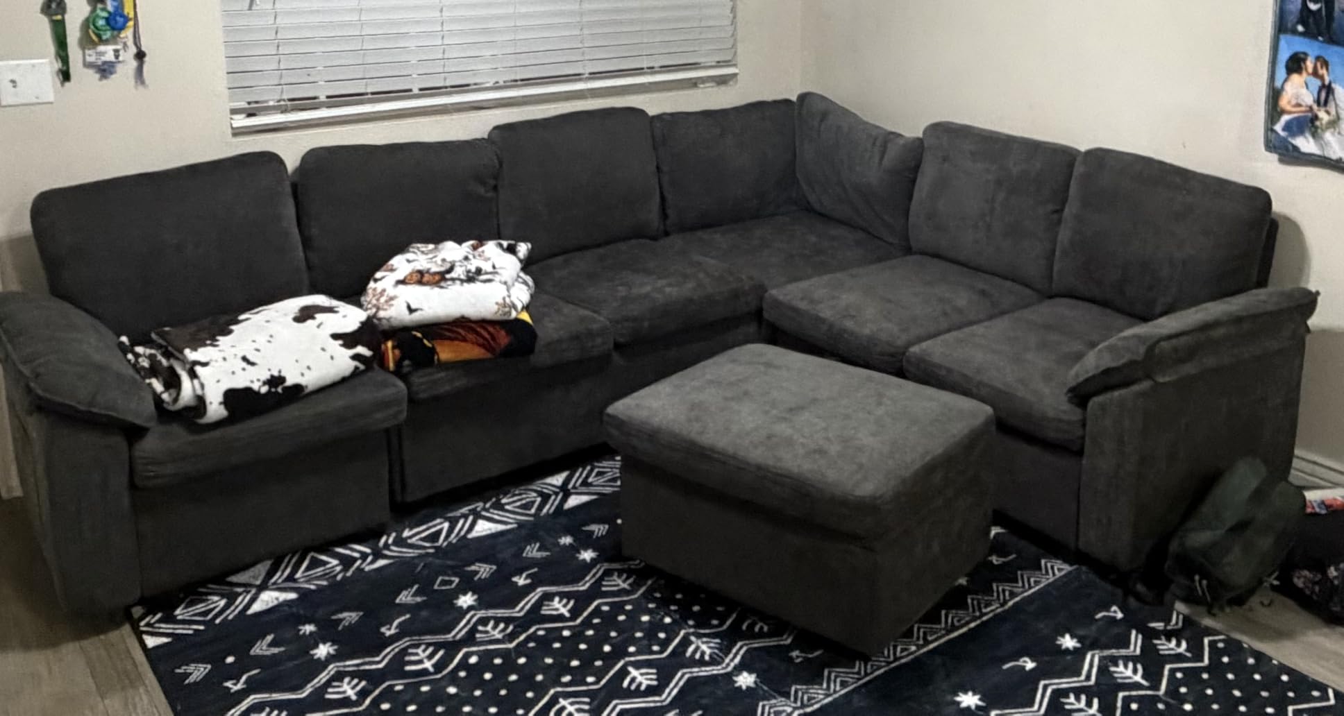 85'' Modular Sectional Sofa with Pull Out Bed, Sleeper Sofa, Dark Gray customer photo 2