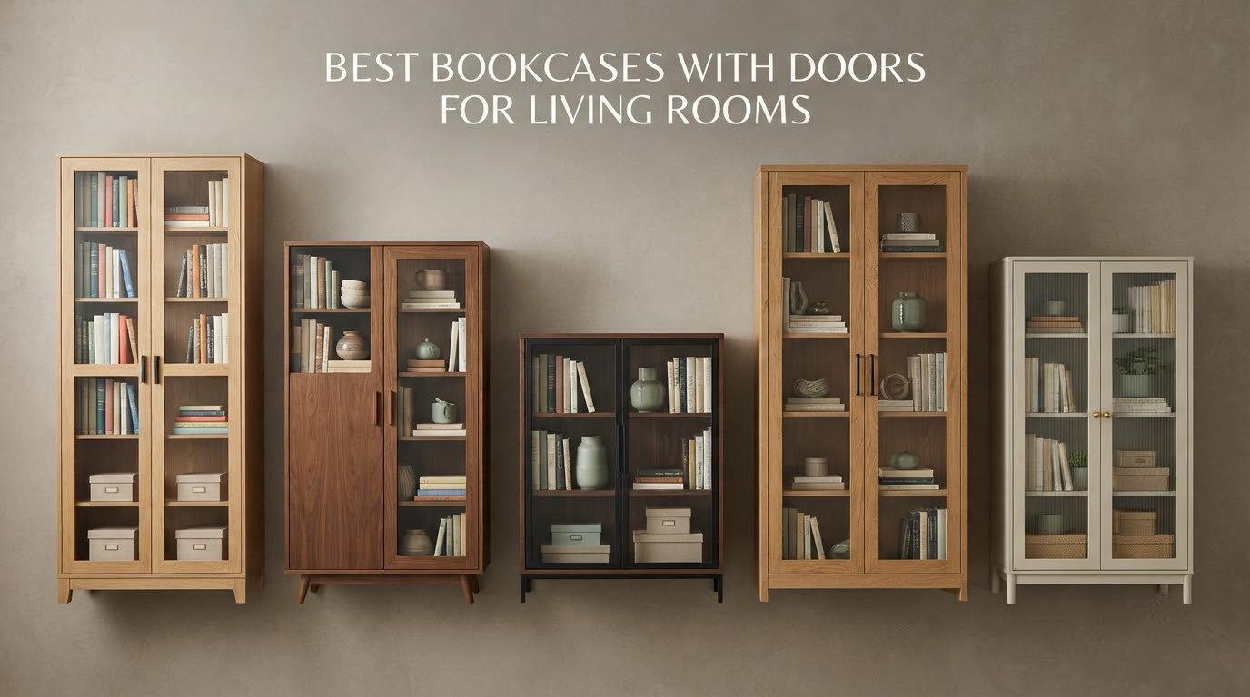 best bookcases with doors for living rooms