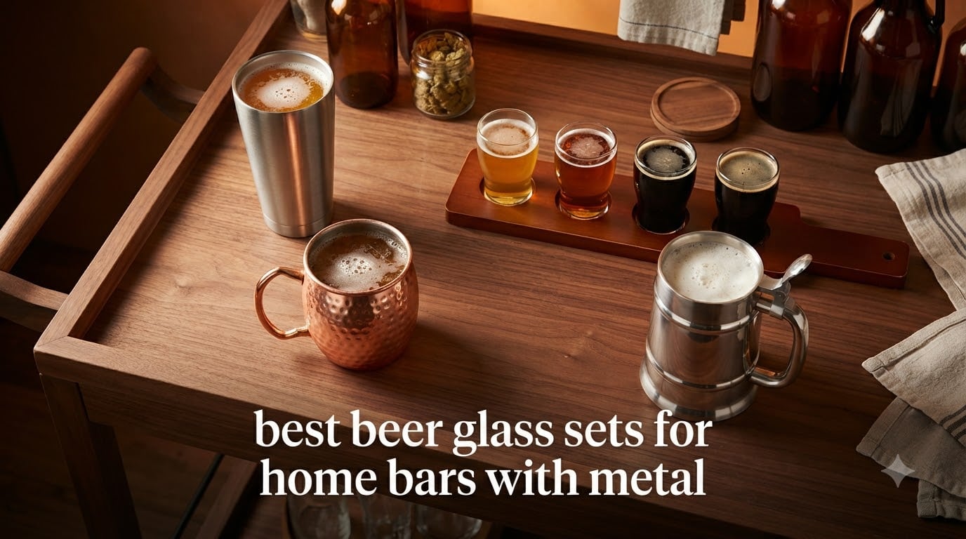 best beer glass sets for home bars with metal