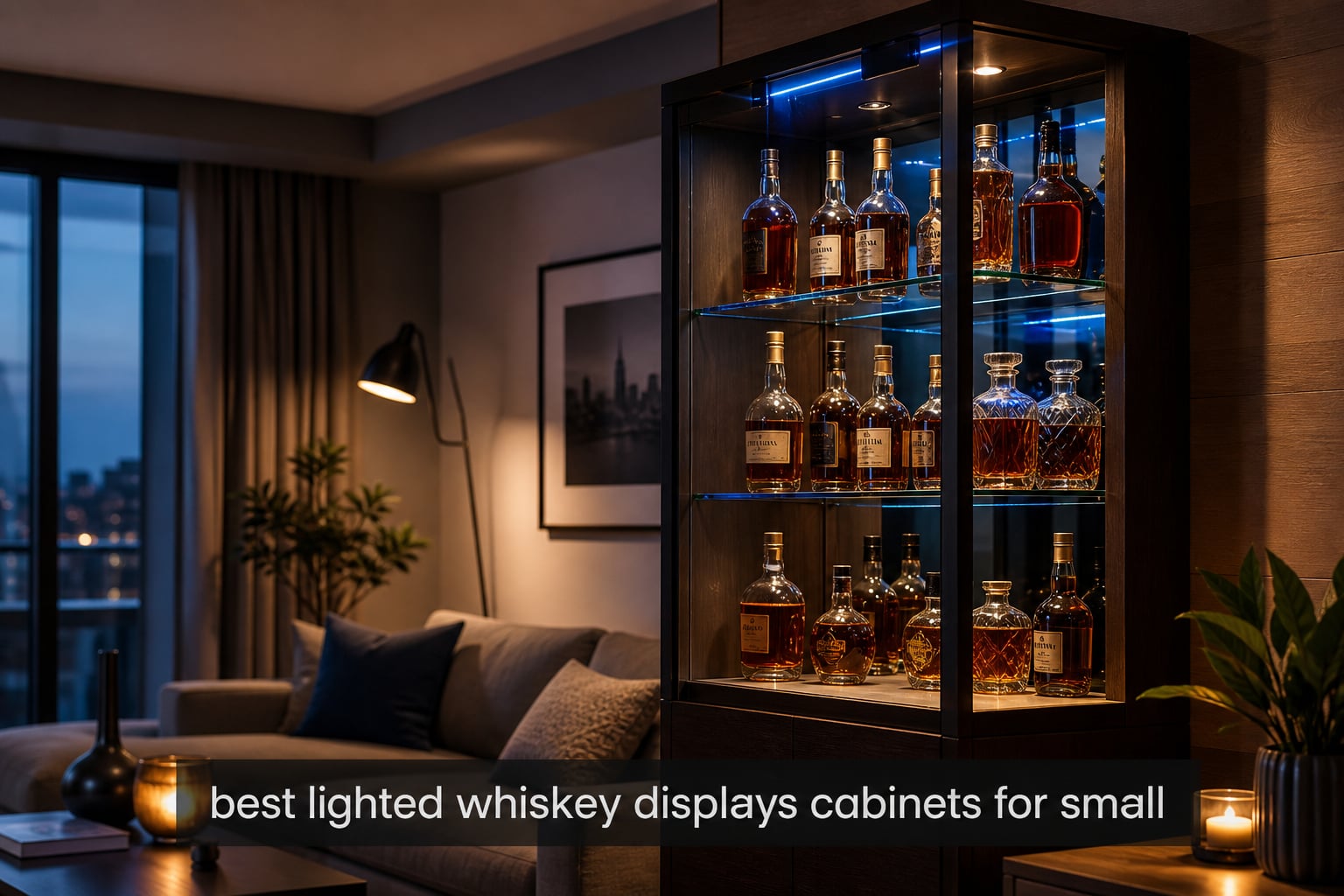 best lighted whiskey displays cabinets for small