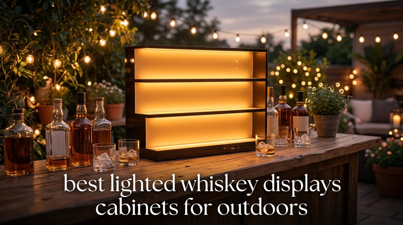 best lighted whiskey displays cabinets for outdoors