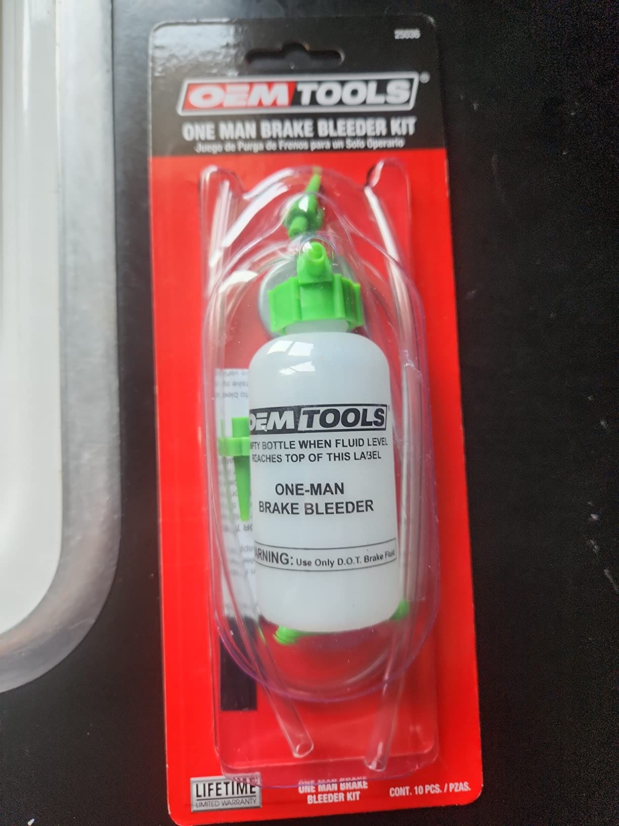 OEMTOOLS 25036 Bleed-O-Matic One-Man Brake Bleeder Kit, Featuring An Opaque Brake Bleed Bottle / Transparent Hoses and Tapered Fittings, No Mess Brake Fluid Bleeding , Multi color(Packaging May Vary) customer photo 2
