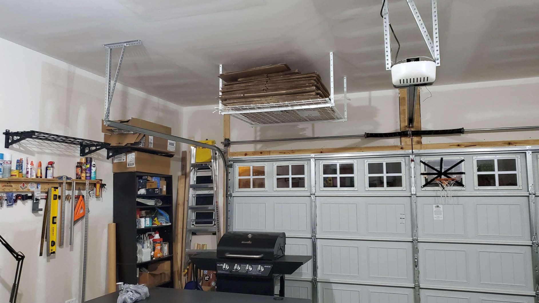 Hyloft Overhead Steel Garage Storage System, Ceiling Rack, 45-Inch x 45-Inch, 00625, Hammertone customer photo 2