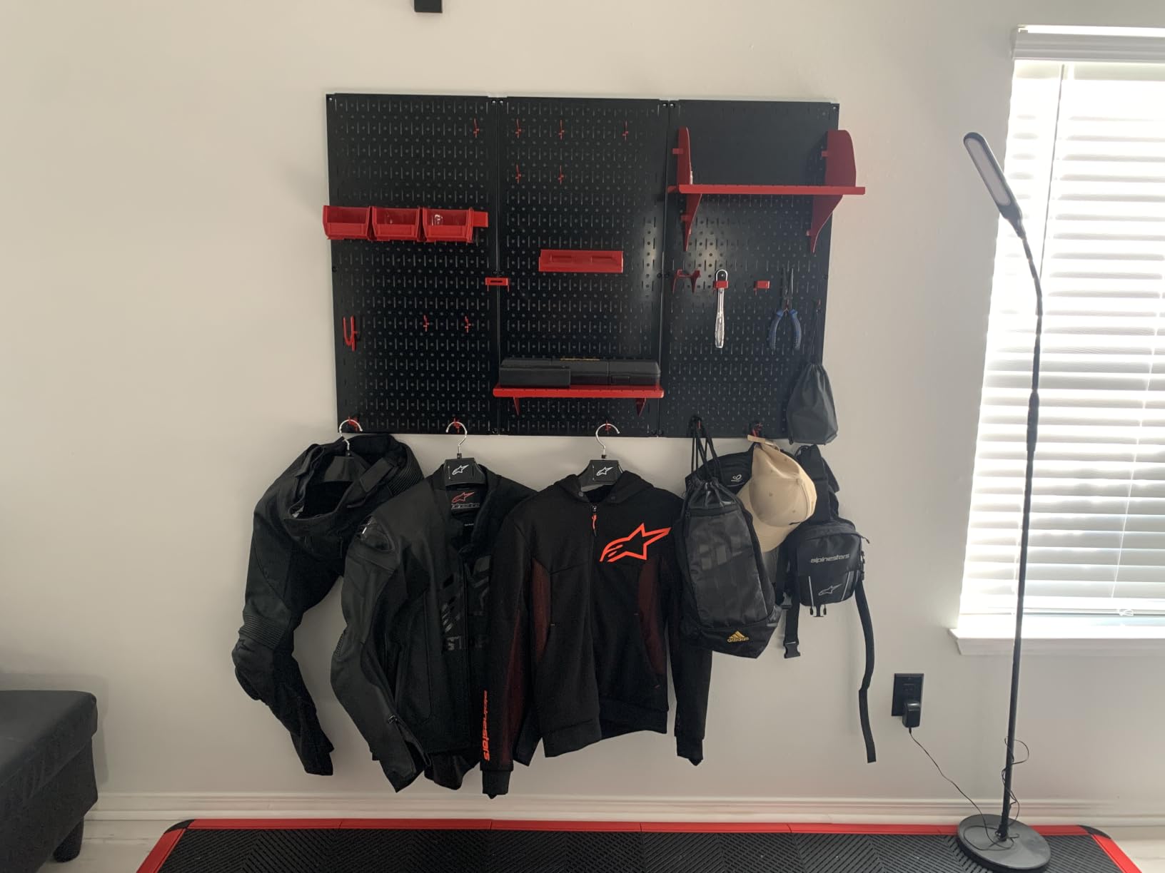 Wall Control Pegboard Organizer 4 ft. Metal Pegboard Standard Tool Storage Kit with Black Toolboard and Red Accessories customer photo 2