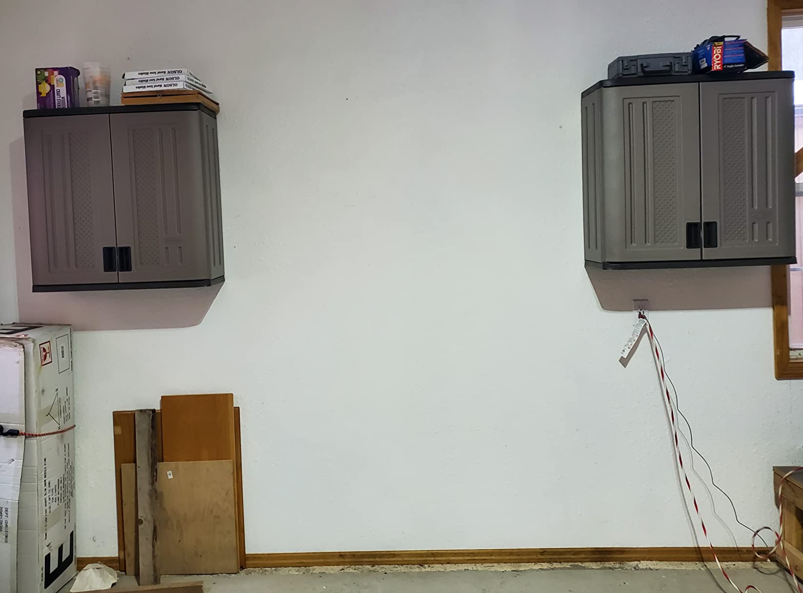 Suncast 4 Cu. Ft Wall Mounted Garage Cabinet Storage with Shelf, Platinum customer photo 2