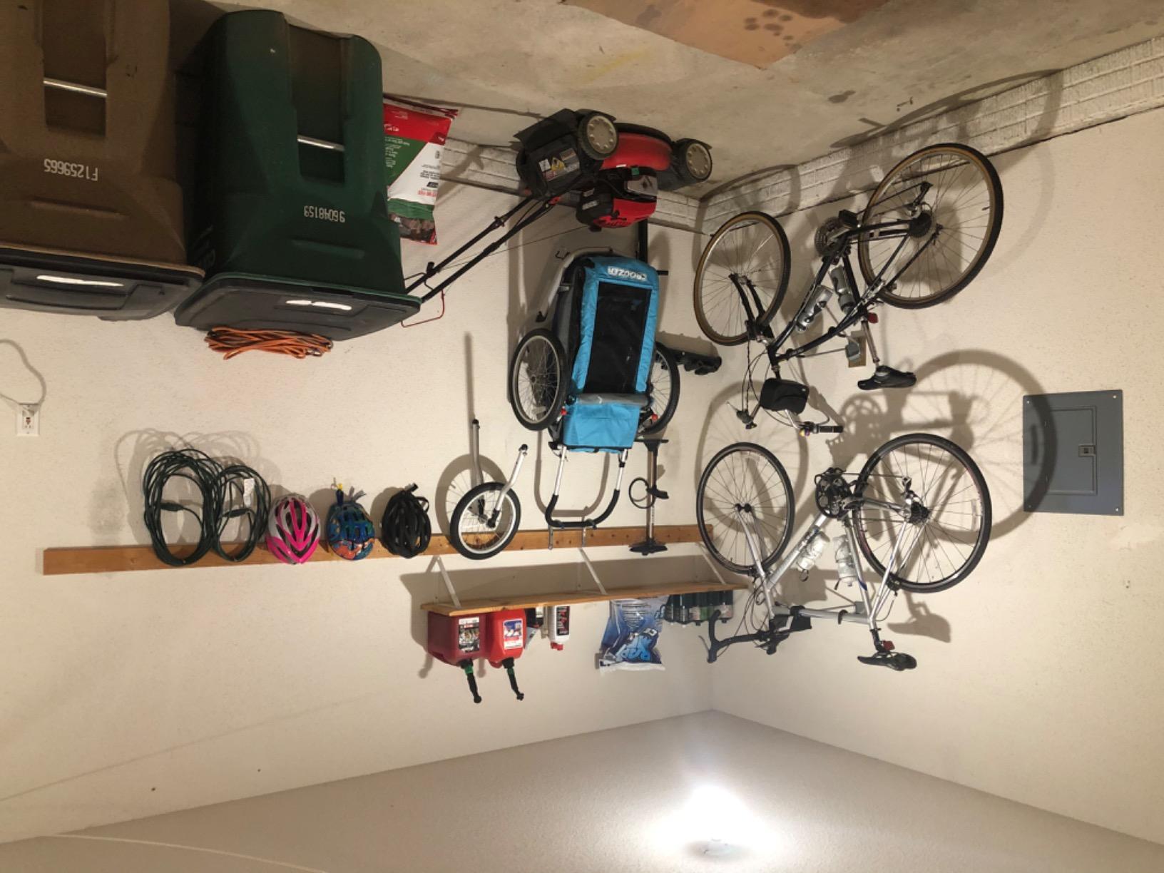 Stalwart Bike Wall Mount - EVA Foam Padded Bicycle Hooks with 50lb Capacity - Flip-Up Garage Bicycle Rack for Mountain, Road, and Kids Bikes by Rad Sportz, Silver, Black customer photo 1