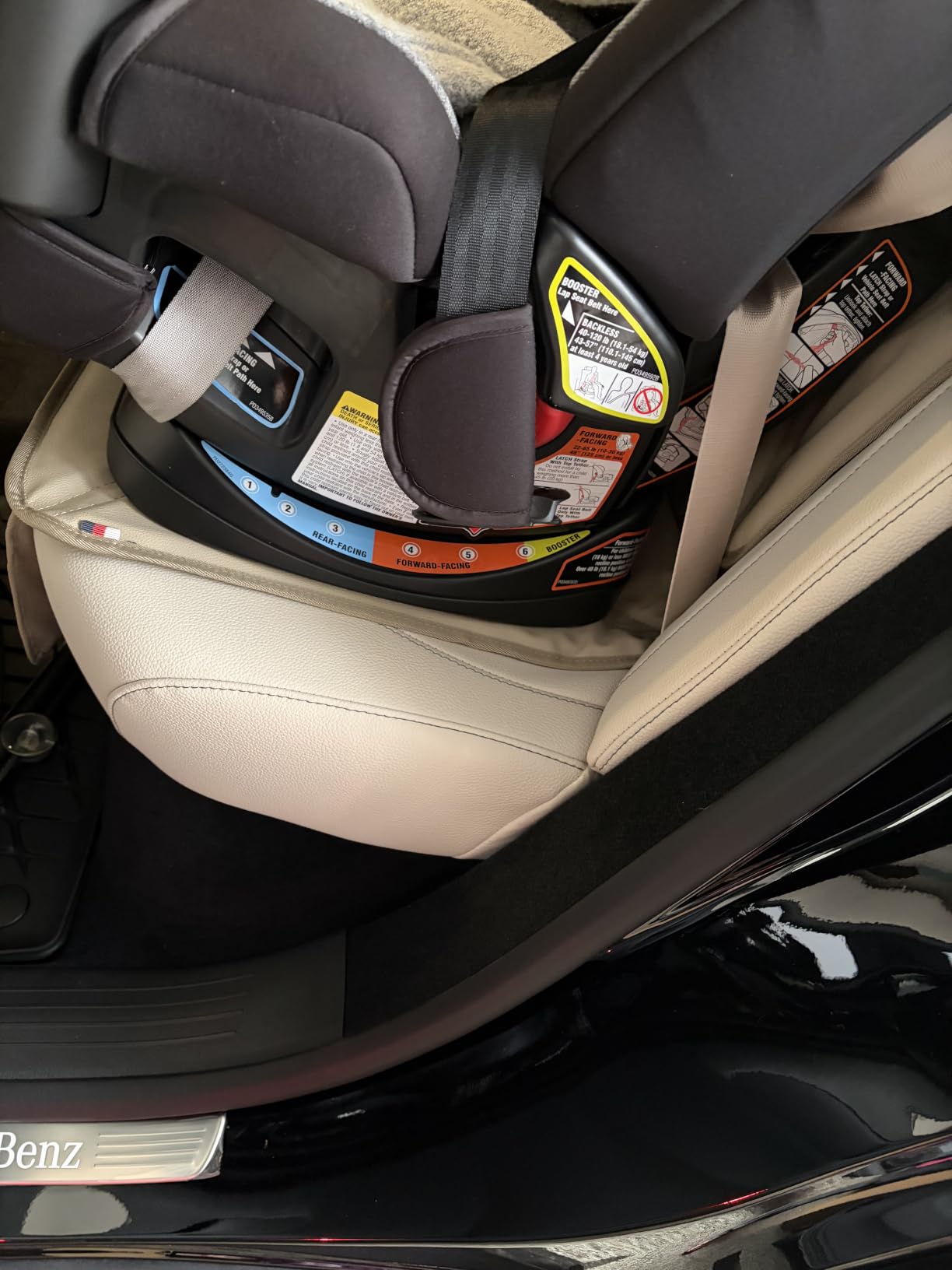 Viaviat Car Seat Protector Leather Waterproof Child Safety Seat Protector Cover with Thick Pad and 2 Large Pockets Durable Kick Mat for All Auto Seat (Beige) customer photo 2