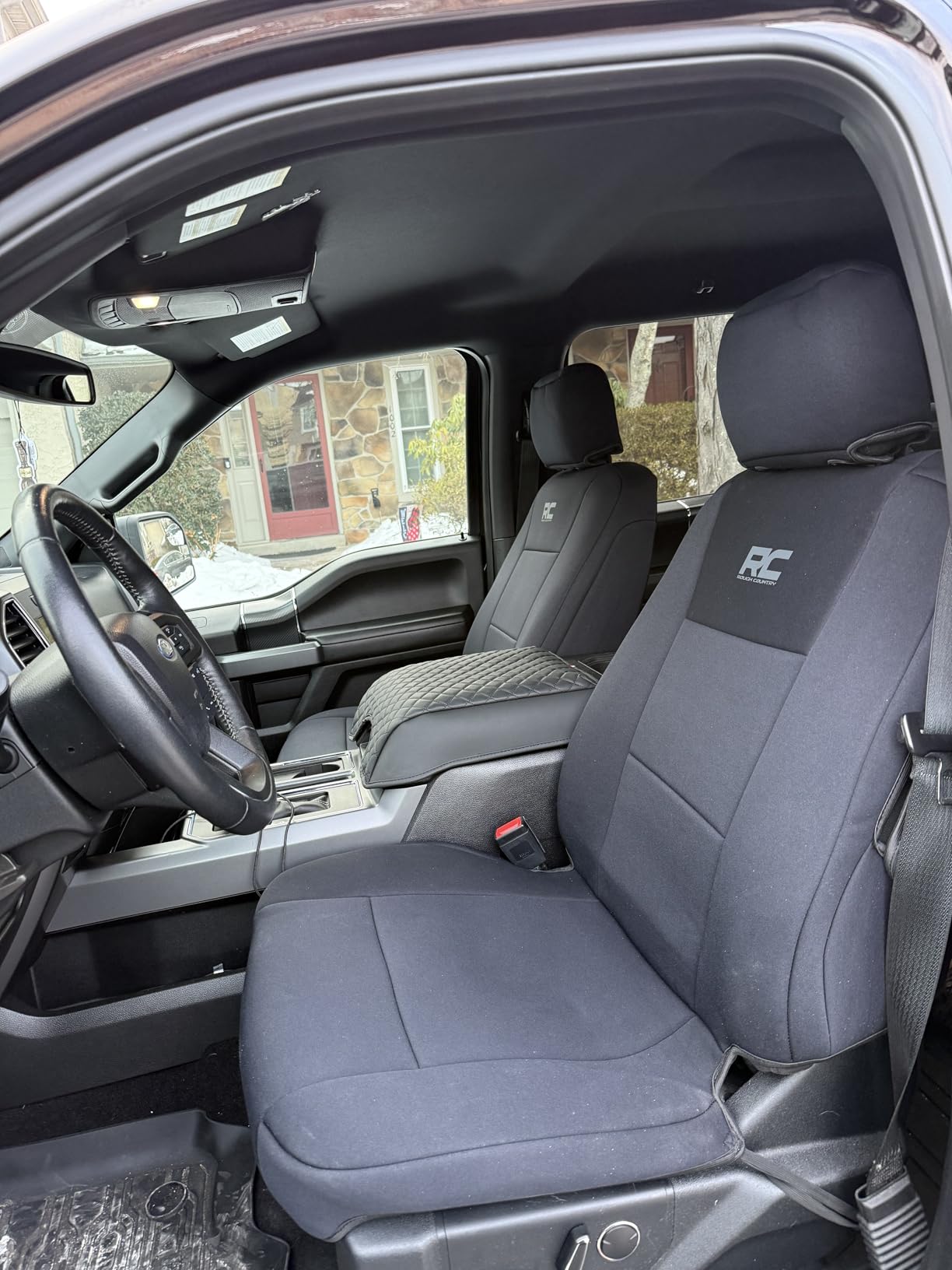 Rough Country Neoprene Seat Covers for 15-22 F-150 |17-22 Super Duty - 91016,Black, Front customer photo 1