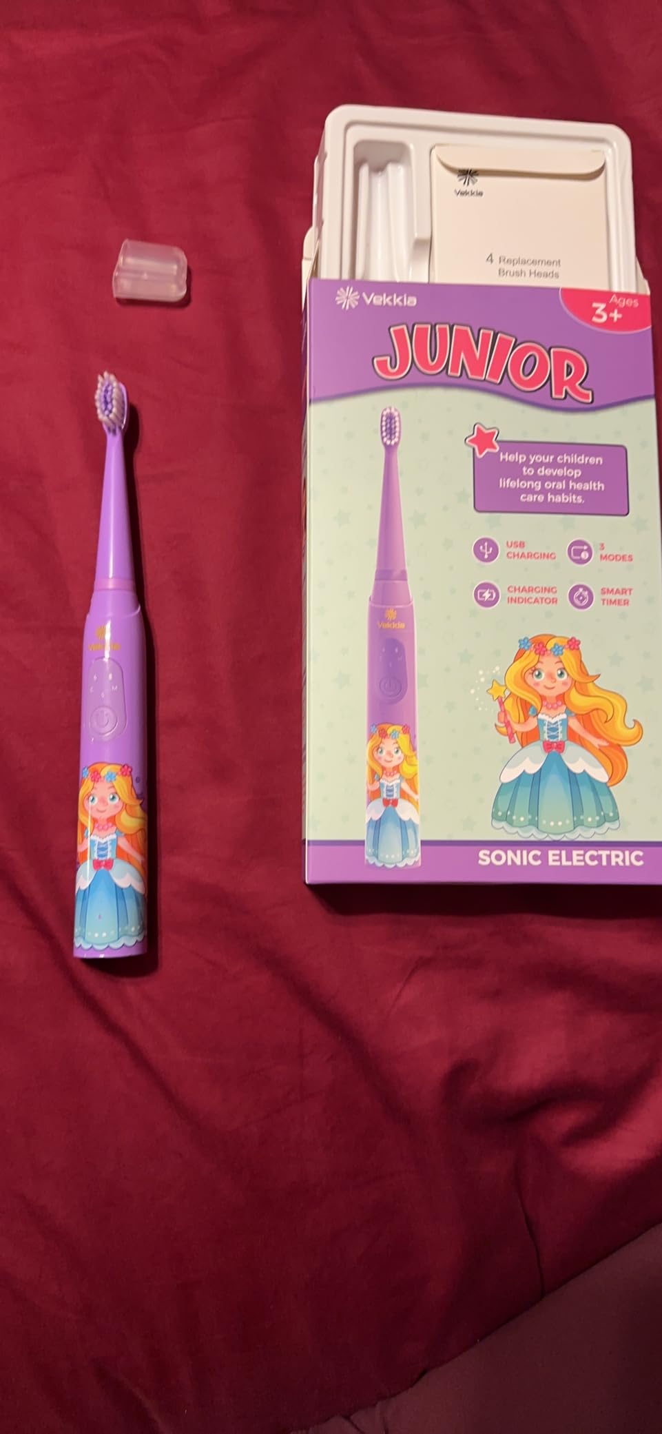 Vekkia Sonic Rechargeable Kids Electric Toothbrush(Blue) customer photo 2