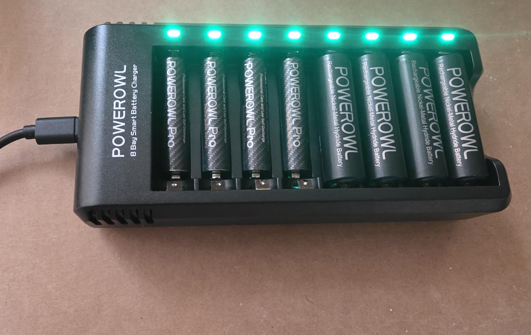POWEROWL Rechargeable AA Batteries with Charger, 8 Pack of 2800mAh High Capacity Low Self Discharge Ni-MH Double A Batteries with Smart 8 Bay Battery Charger (USB Fast Charging, Independent Slot) customer photo 1